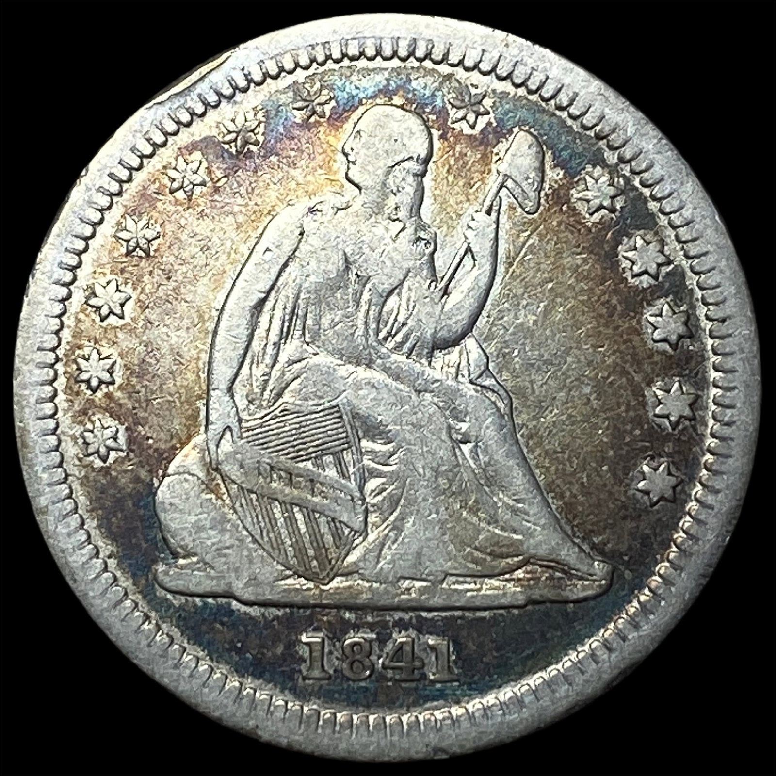1841-O Silver Seated Liberty Quarter NEARLY UNCIRCULATED (1 of 2)