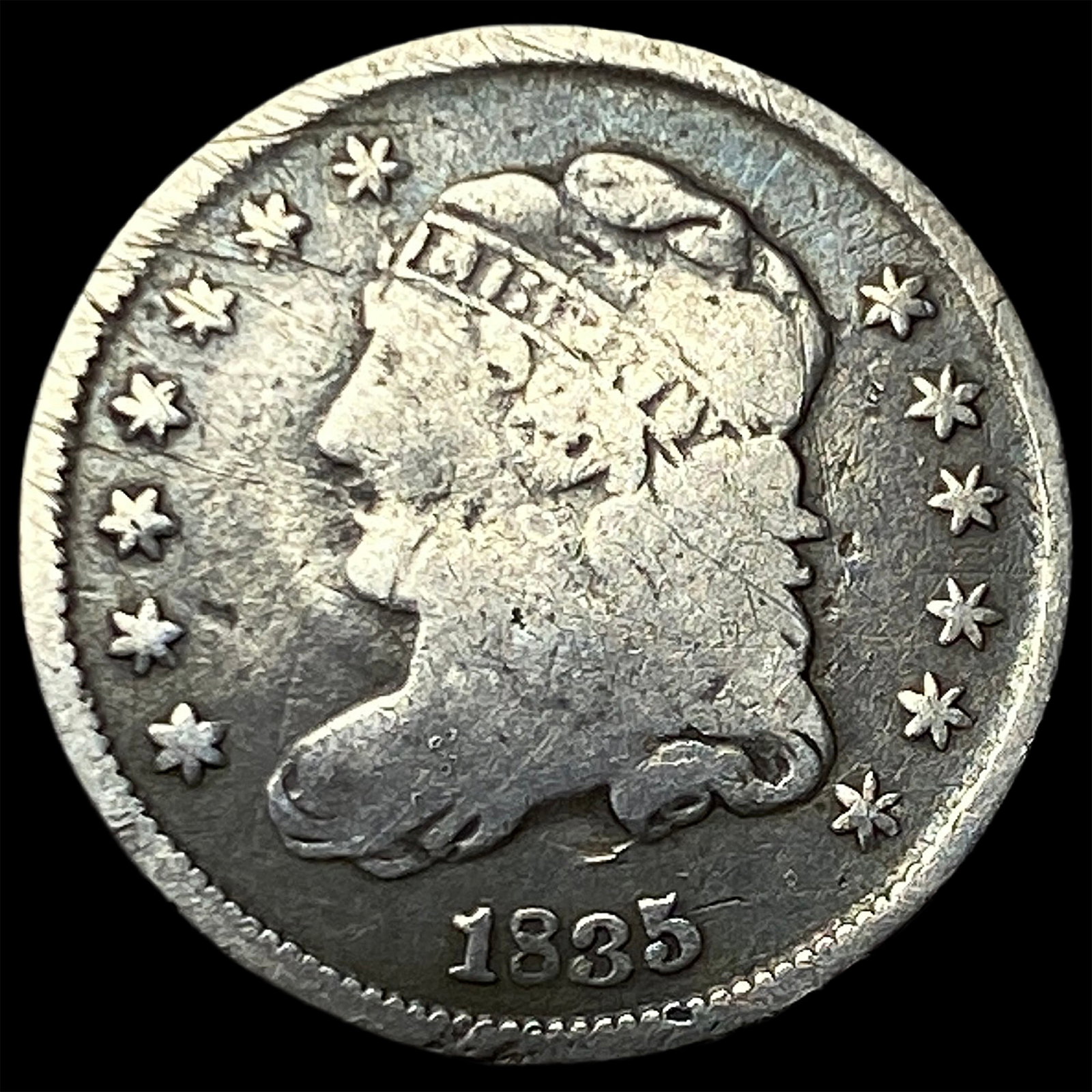 1835 Silver Capped Bust Half Dime NEARLY UNCIRCULATED: 1835 Silver Capped Bust Half Dime NEARLY UNCIRCULATED