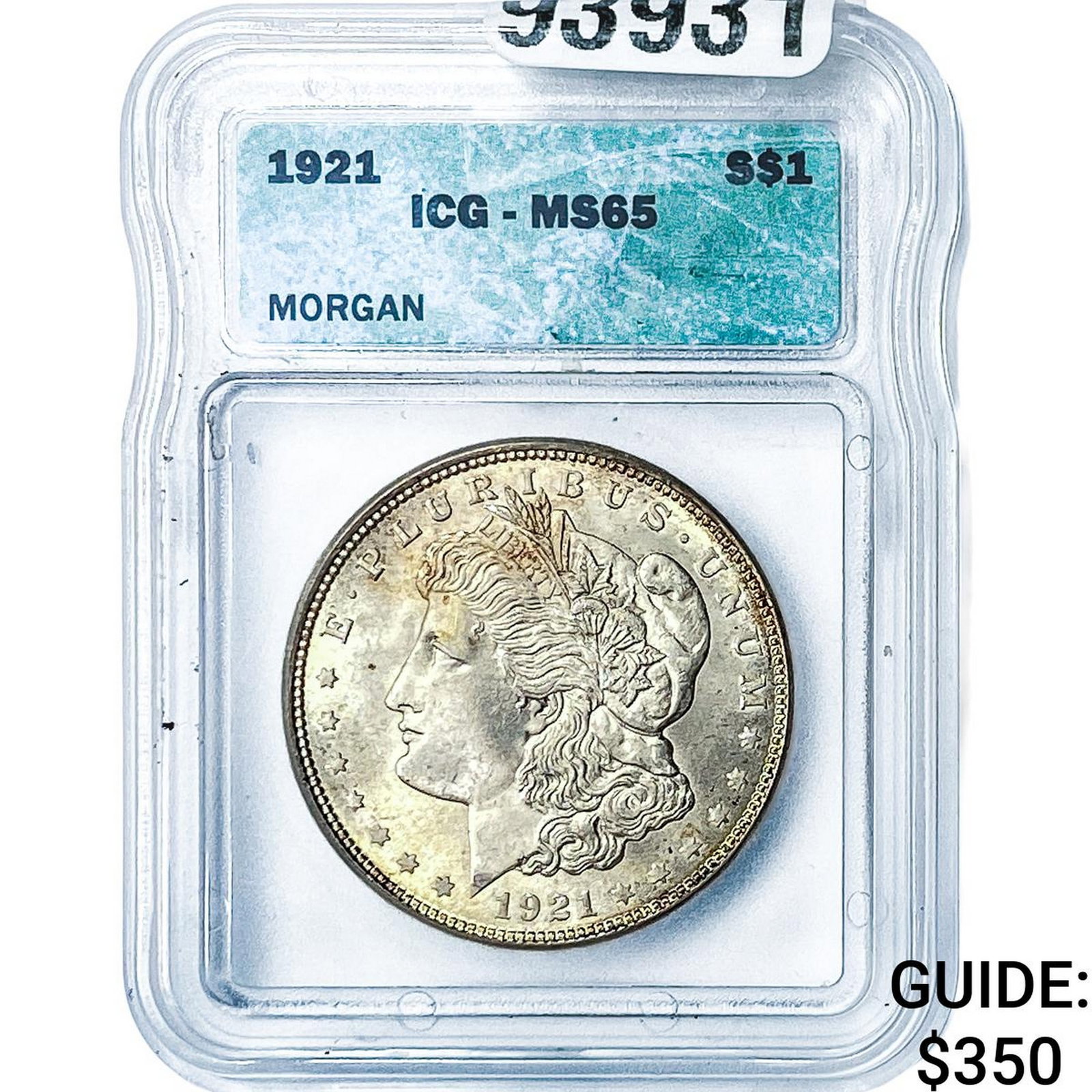 1921 Morgan Silver Dollar ICG MS65: 1921 Morgan Silver Dollar ICG MS65