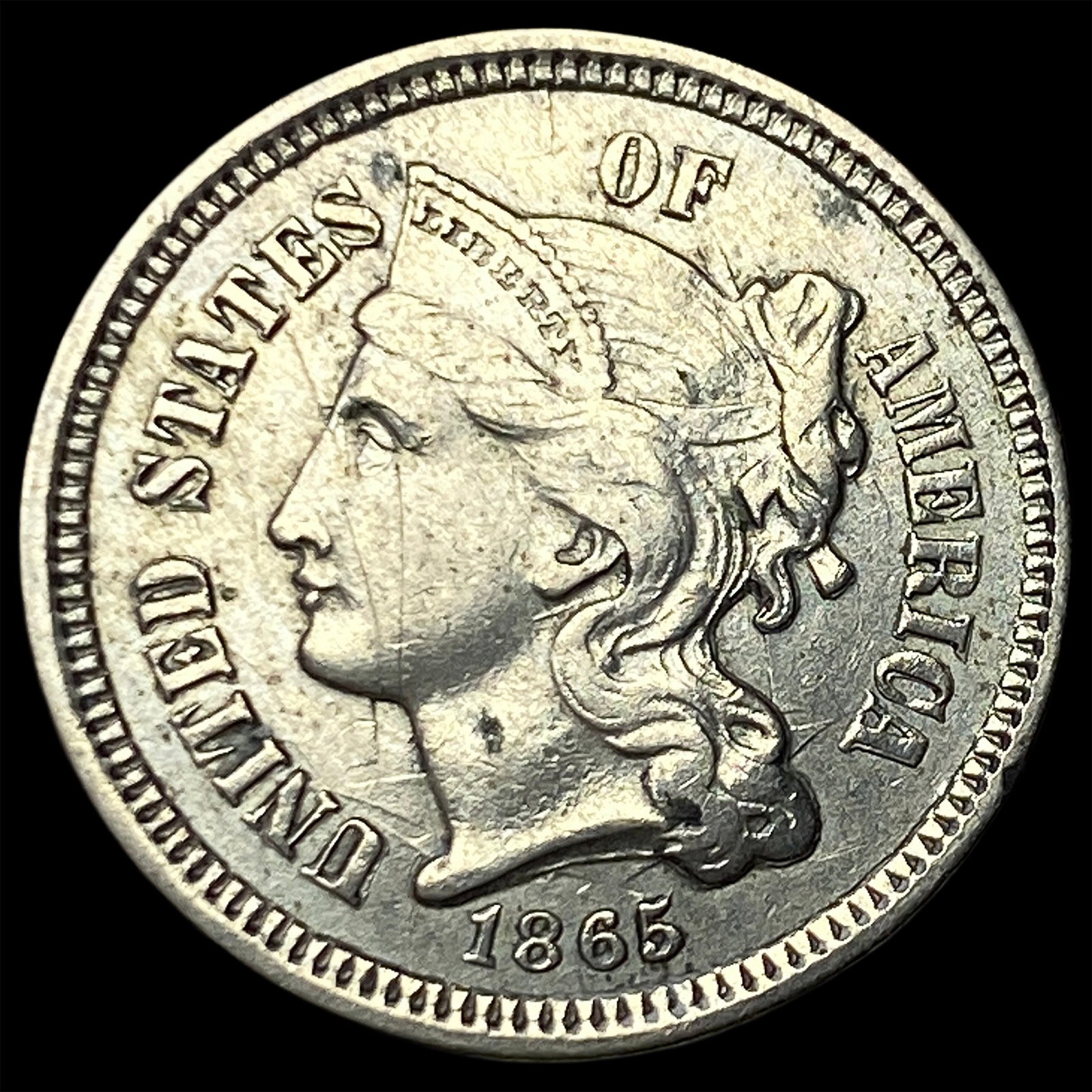 1865 Nickel Three-Cent Piece HIGH GRADE: 1865 Nickel Three-Cent Piece HIGH GRADE