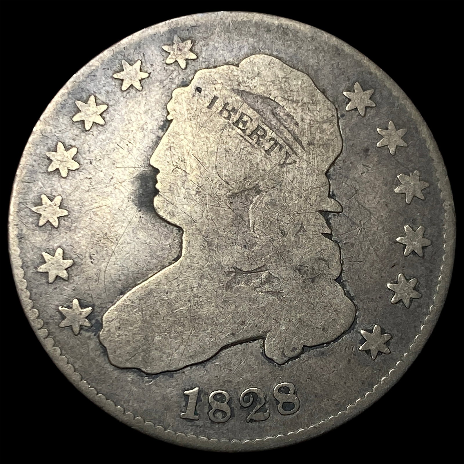 1828 Silver Capped Bust Quarter NICELY CIRCULATED (1 of 2)