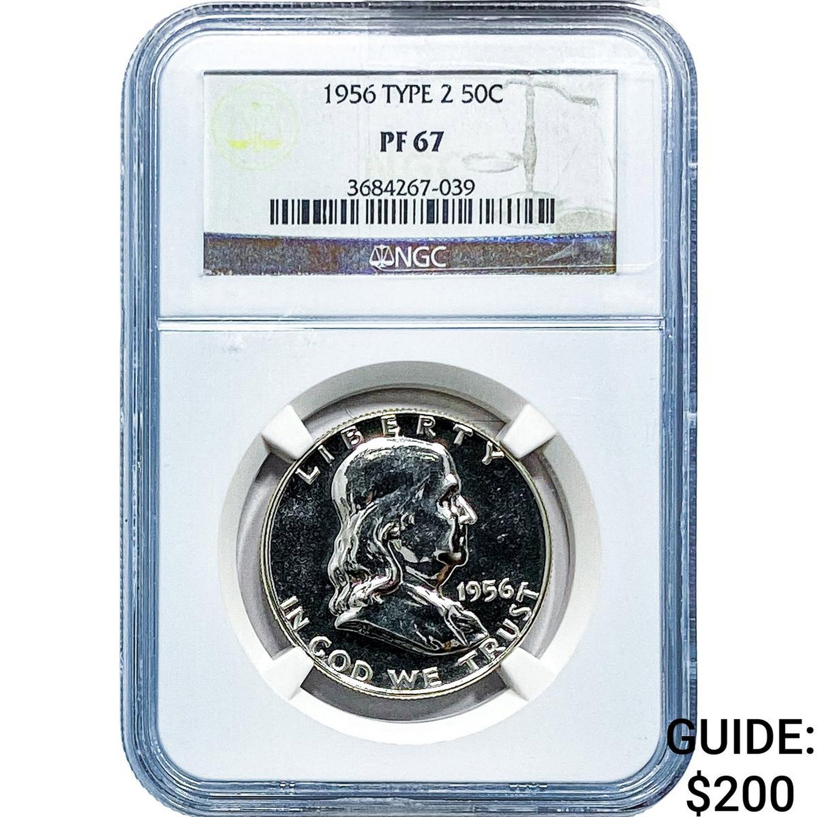 1956 Franklin Half Dollar NGC PF67 Type 2: 1956 Franklin Half Dollar NGC PF67 Type 2