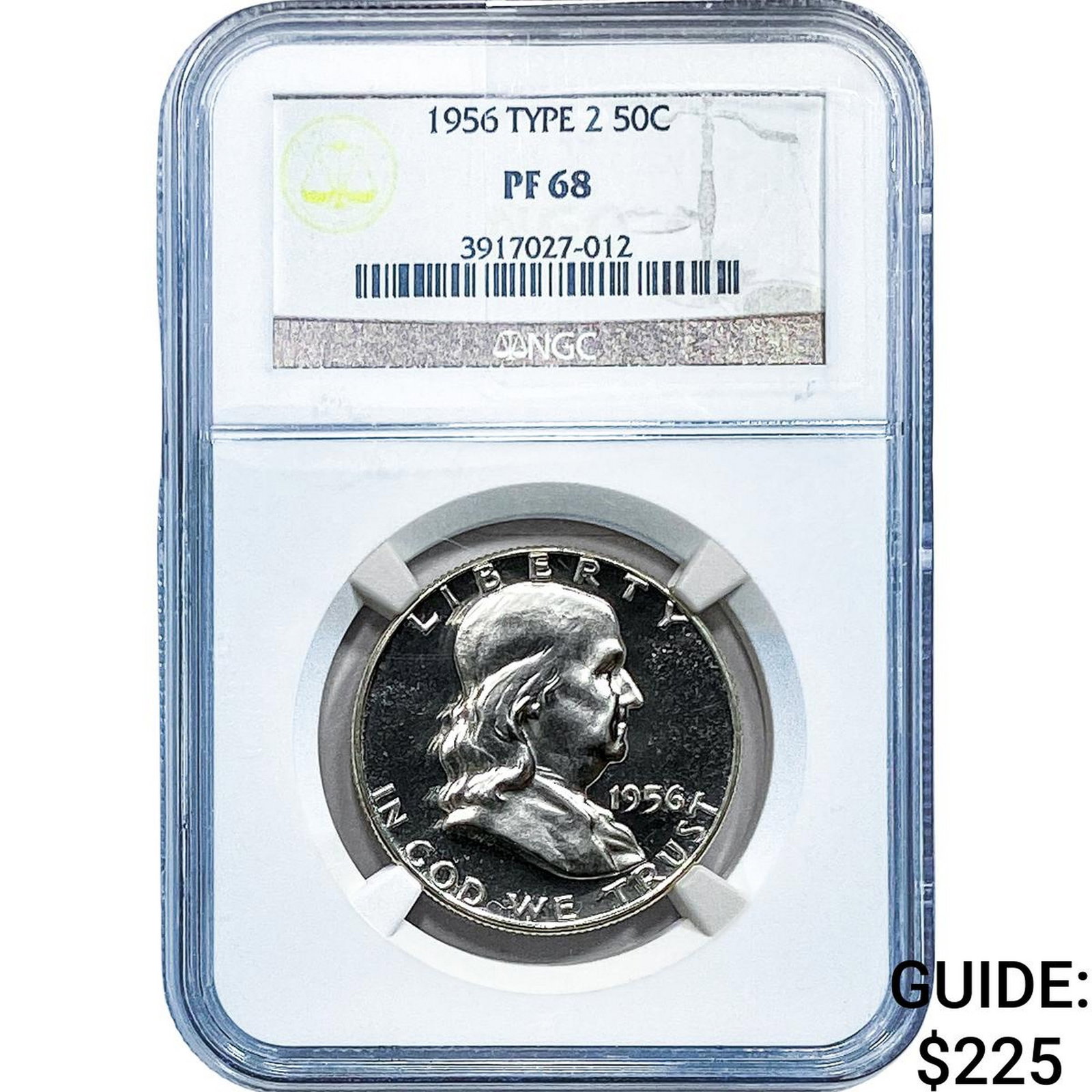 1956 Franklin Half Dollar NGC PF68 Type 2: 1956 Franklin Half Dollar NGC PF68 Type 2