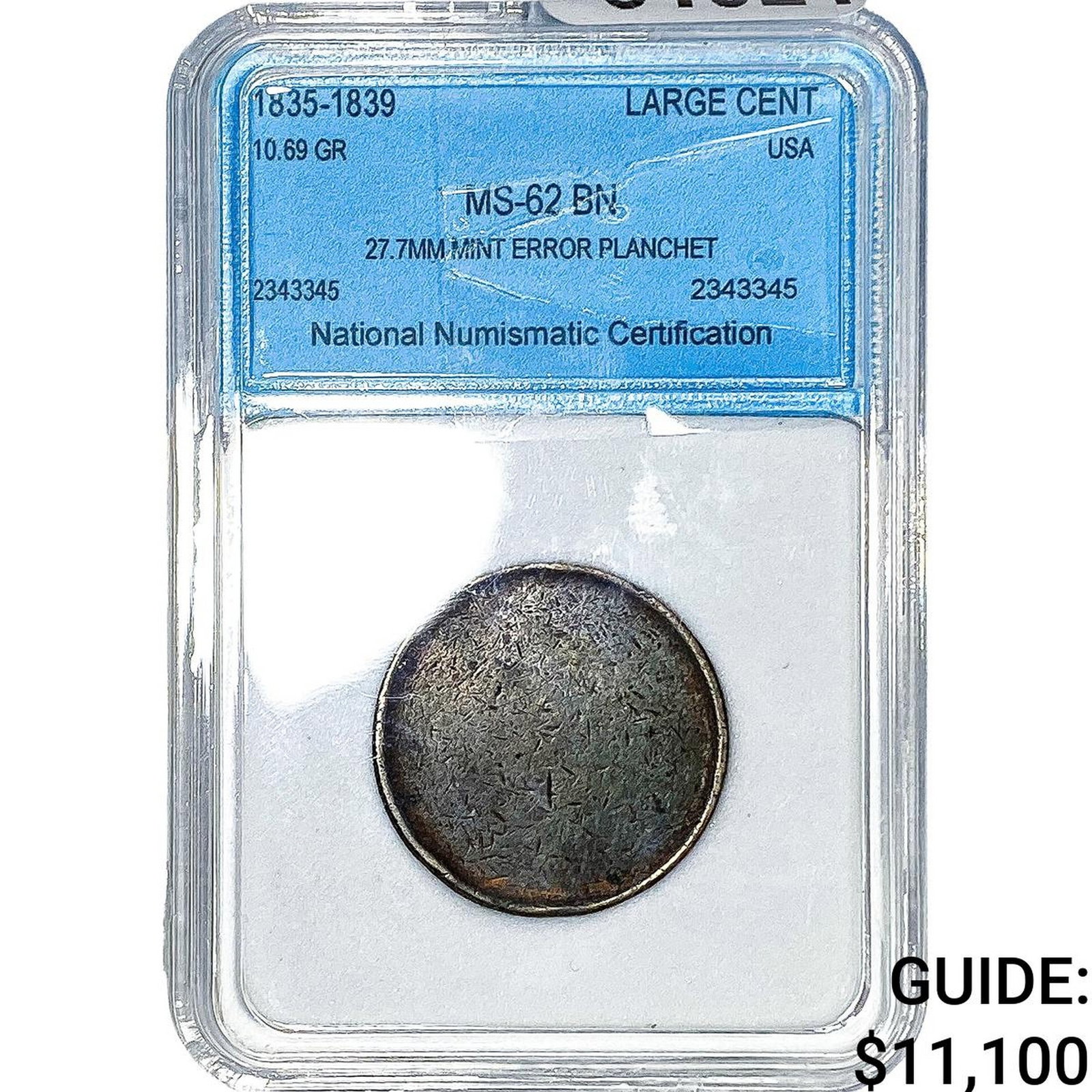 1835-1839 Coronet Head Large Cent NNC MS62 BN: 1835-1839 Coronet Head Large Cent NNC MS62 BN