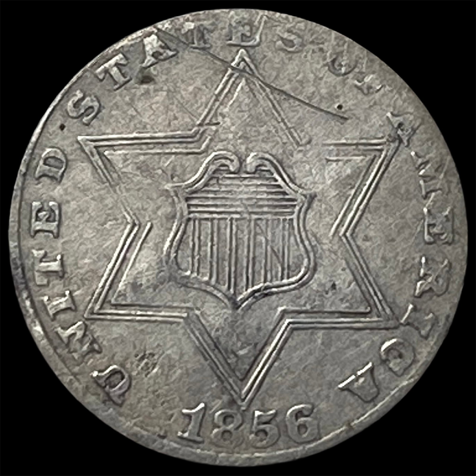 1856 Silver Three-Cent Piece HIGH GRADE: 1856 Silver Three-Cent Piece HIGH GRADE