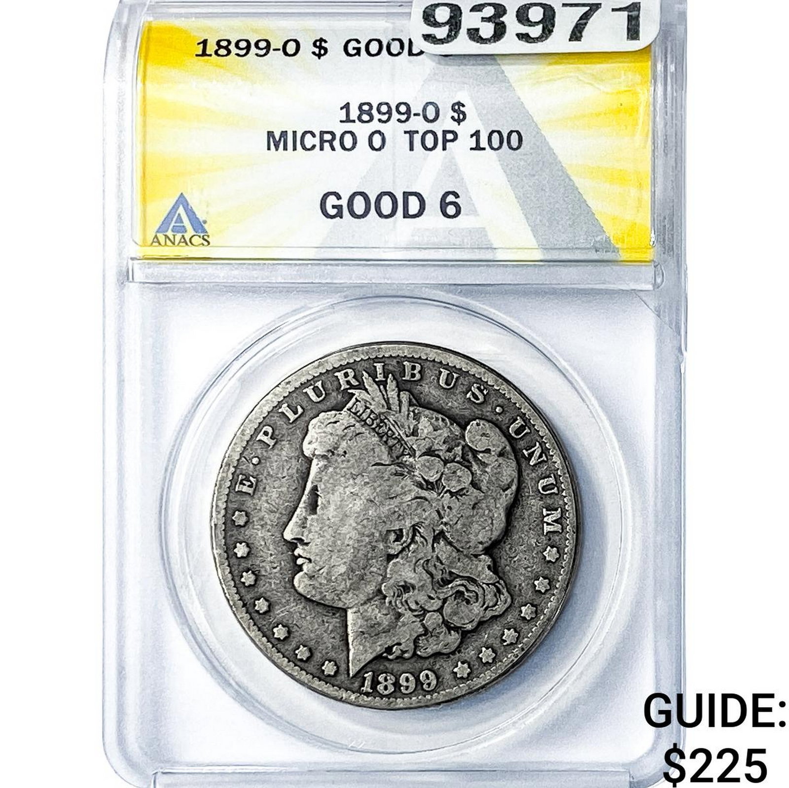 1899-O Morgan Silver Dollar ANACS G6 Micro O: 1899-O Morgan Silver Dollar ANACS G6 Micro O