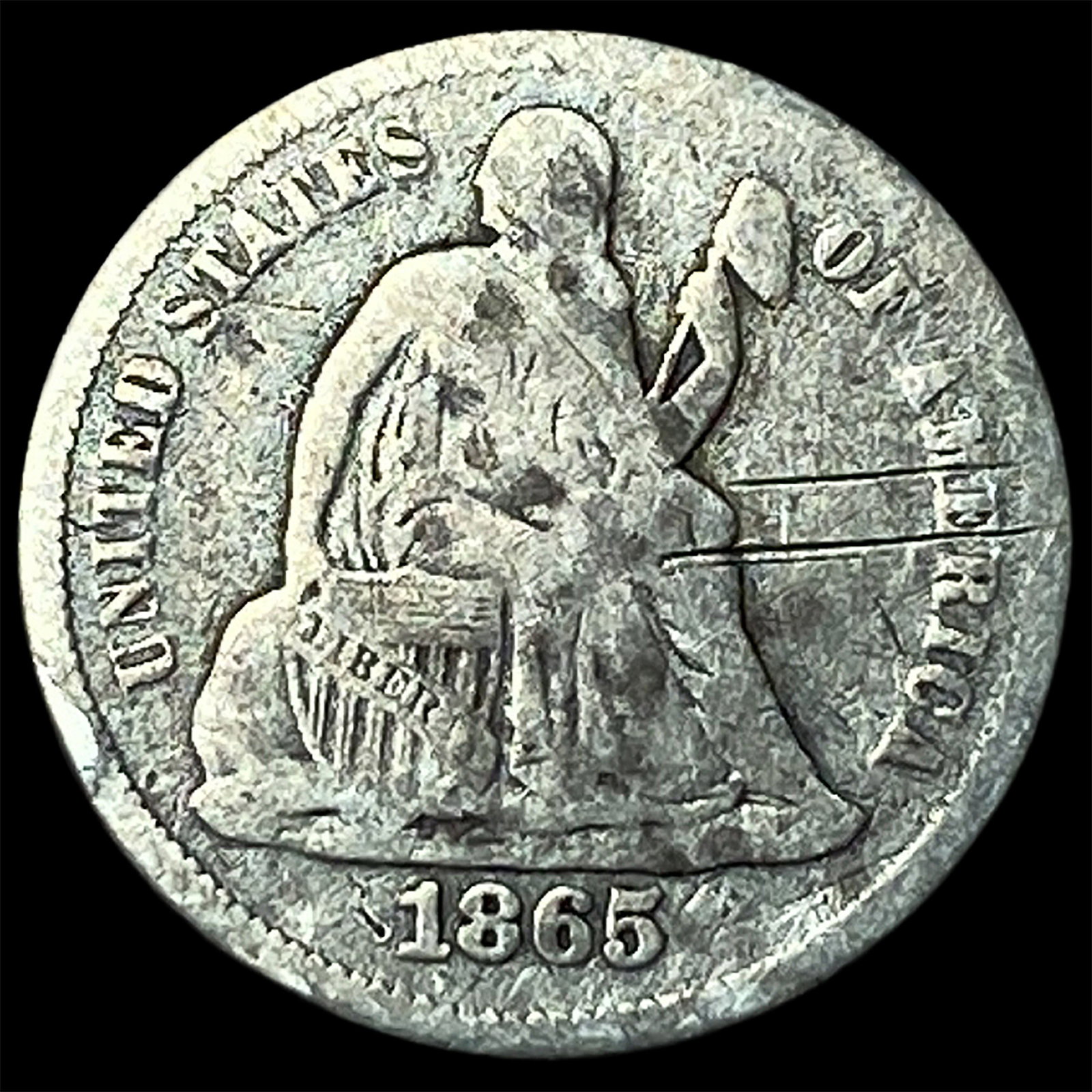 1865-S Silver Seated Liberty Dime NICELY CIRCULATED: 1865-S Silver Seated Liberty Dime NICELY CIRCULATED