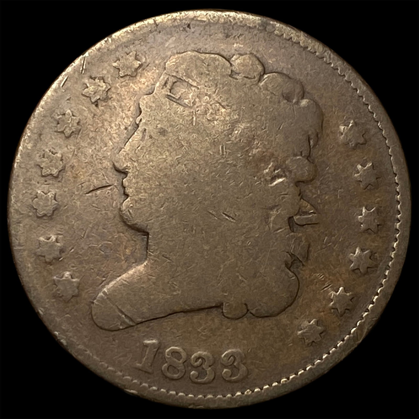 1833 Classic Head Half Cent NICELY CIRCULATED: 1833 Classic Head Half Cent NICELY CIRCULATED