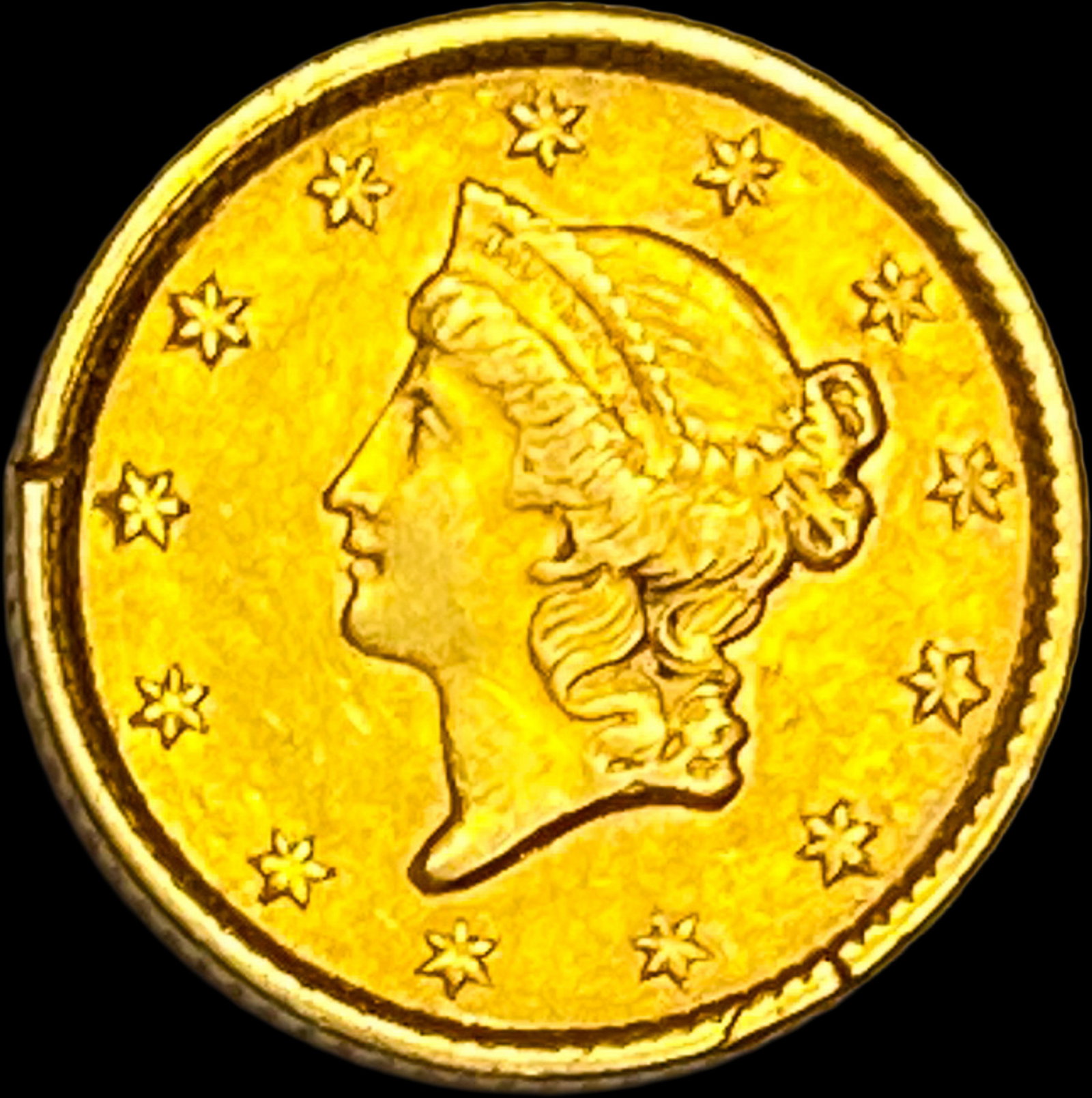 1853 Gold $1 Liberty Type 1 CHOICE AU: 1853 Gold $1 Liberty Type 1 CHOICE AU