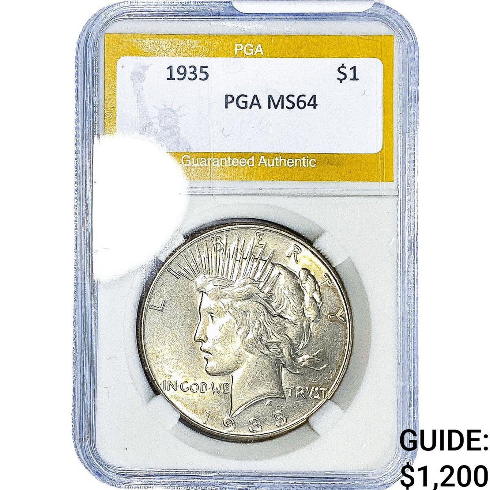 1935 Silver Peace Dollar PGA MS64: 1935 Silver Peace Dollar PGA MS64
