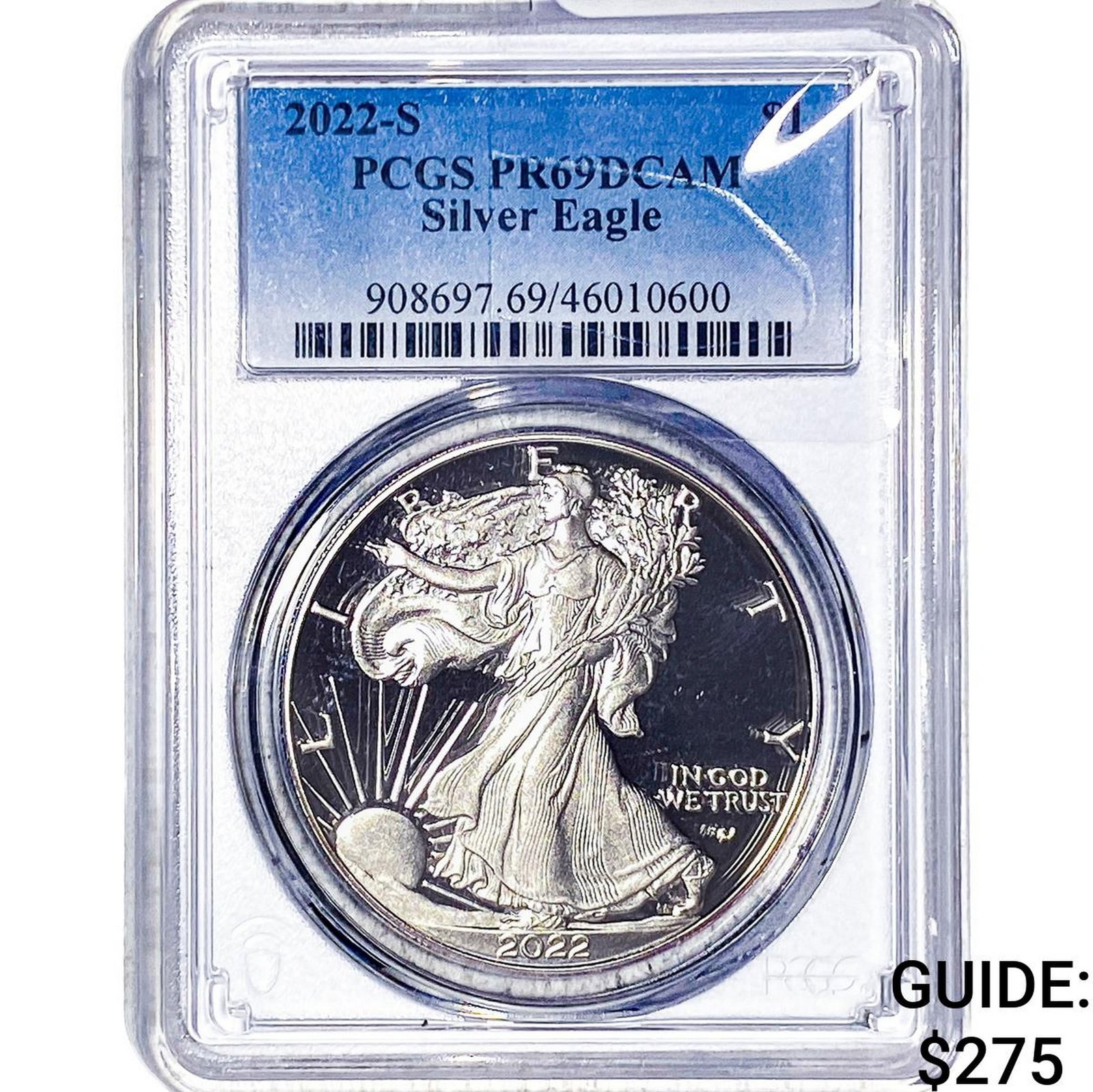 2022-S Silver Eagle PCGS PR69 DCAM: 2022-S Silver Eagle PCGS PR69 DCAM