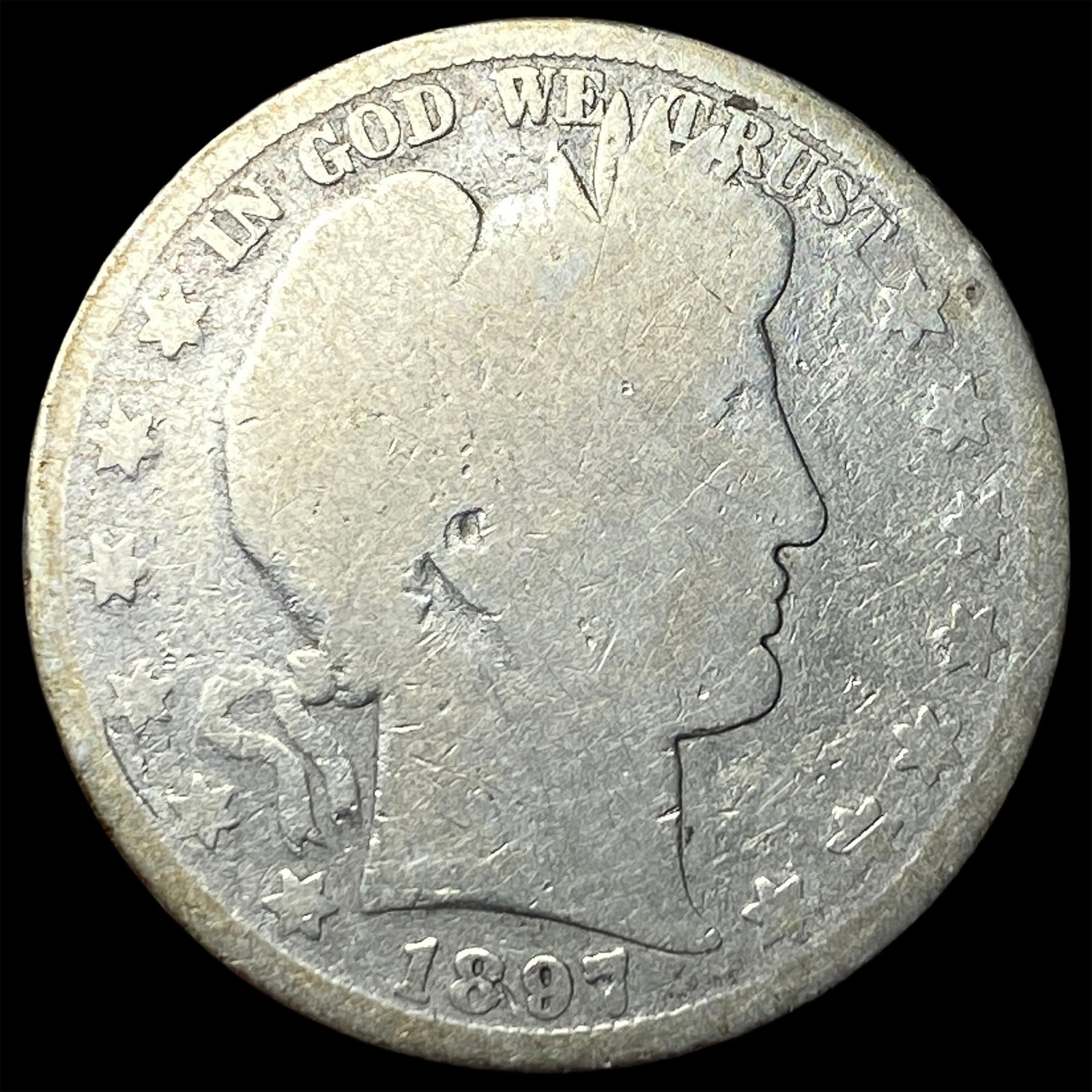 1897-O Silver Barber Quarter NICELY CIRCULATED: 1897-O Silver Barber Quarter NICELY CIRCULATED