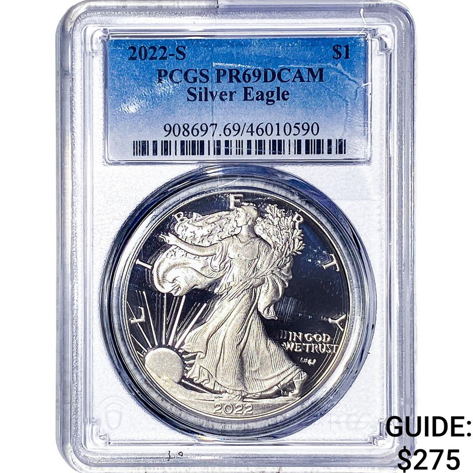 2022-S Silver Eagle PCGS PR69 DCAM: 2022-S Silver Eagle PCGS PR69 DCAM