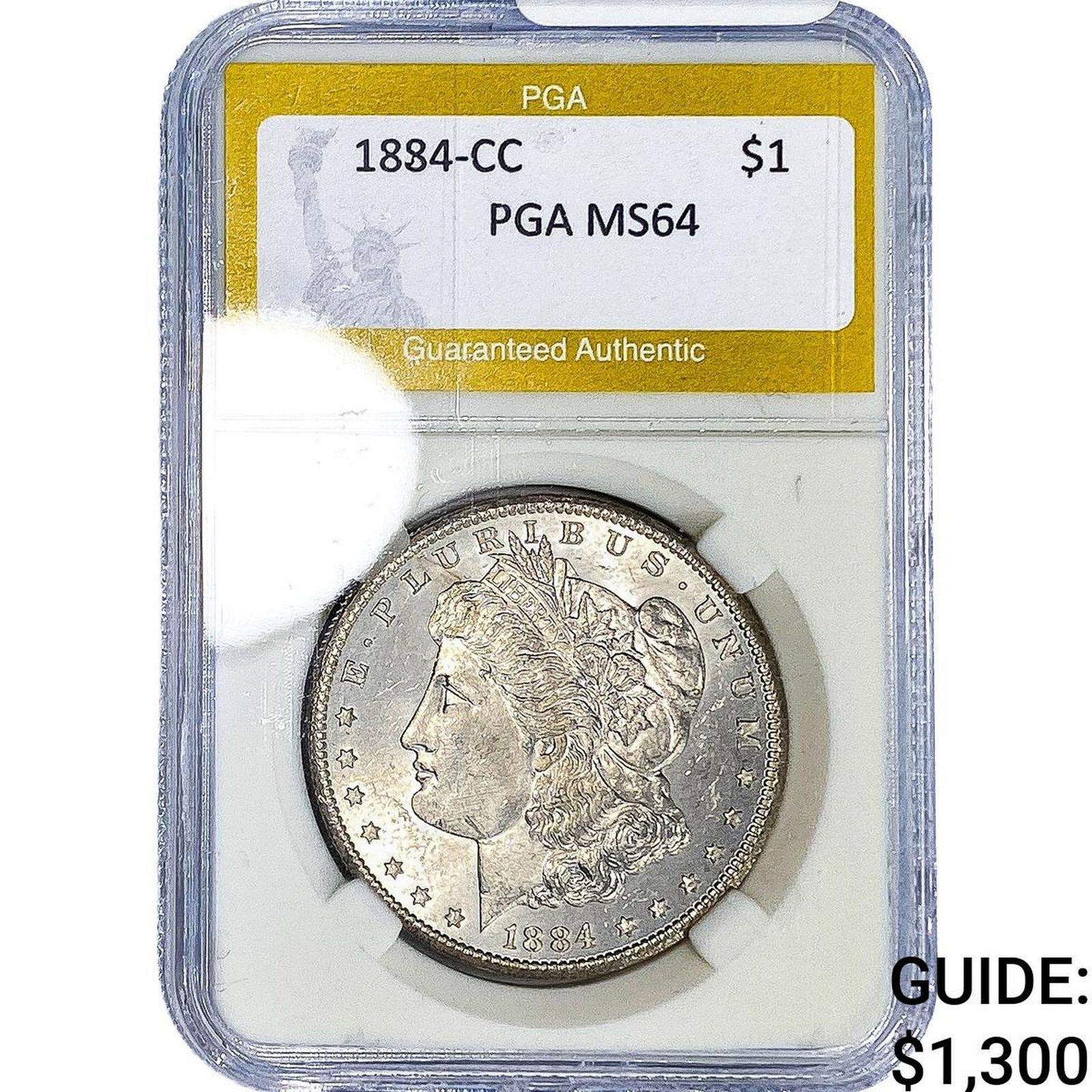 1884-CC Morgan Silver Dollar PGA MS64: 1884-CC Morgan Silver Dollar PGA MS64