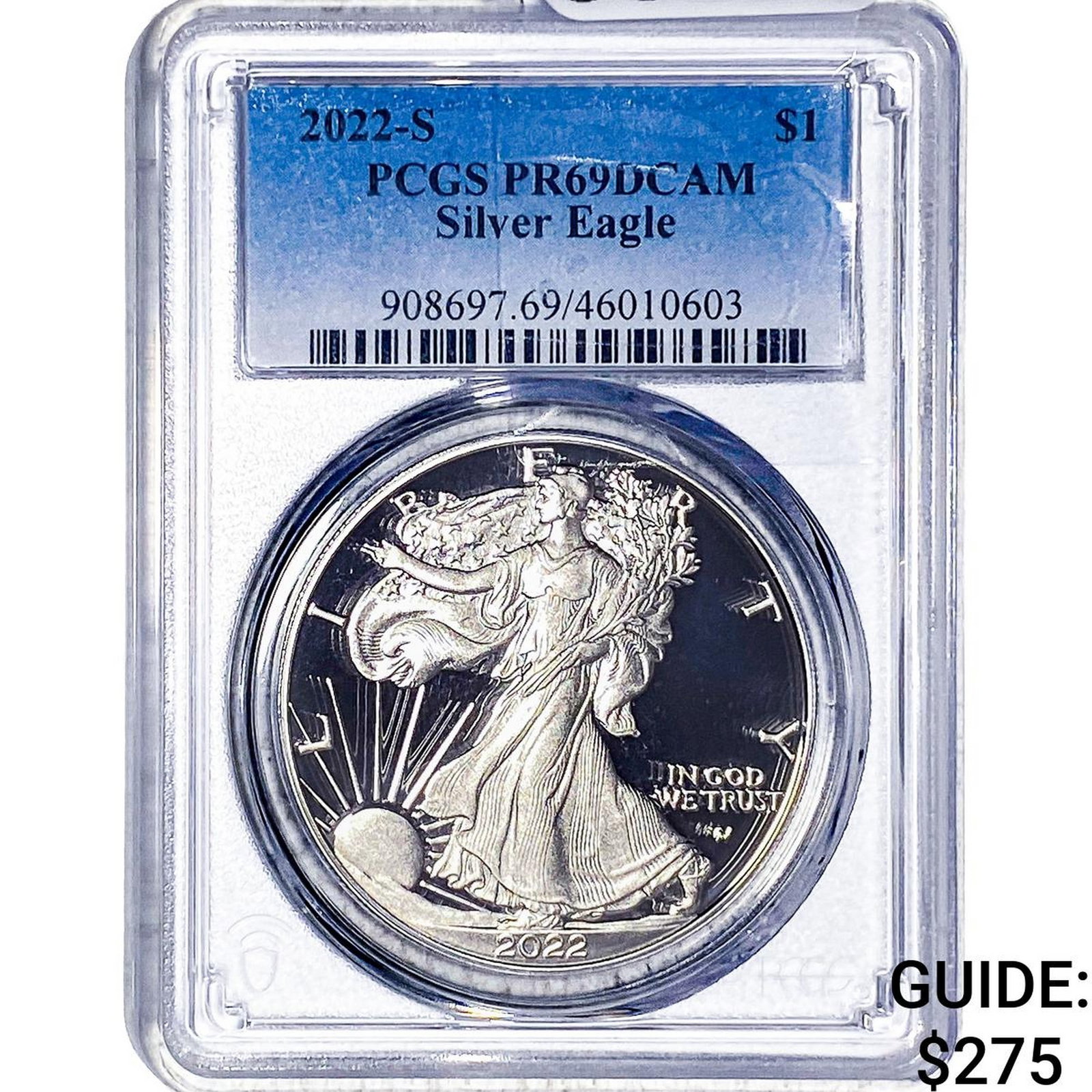 2022-S Silver Eagle PCGS PR69 DCAM: 2022-S Silver Eagle PCGS PR69 DCAM