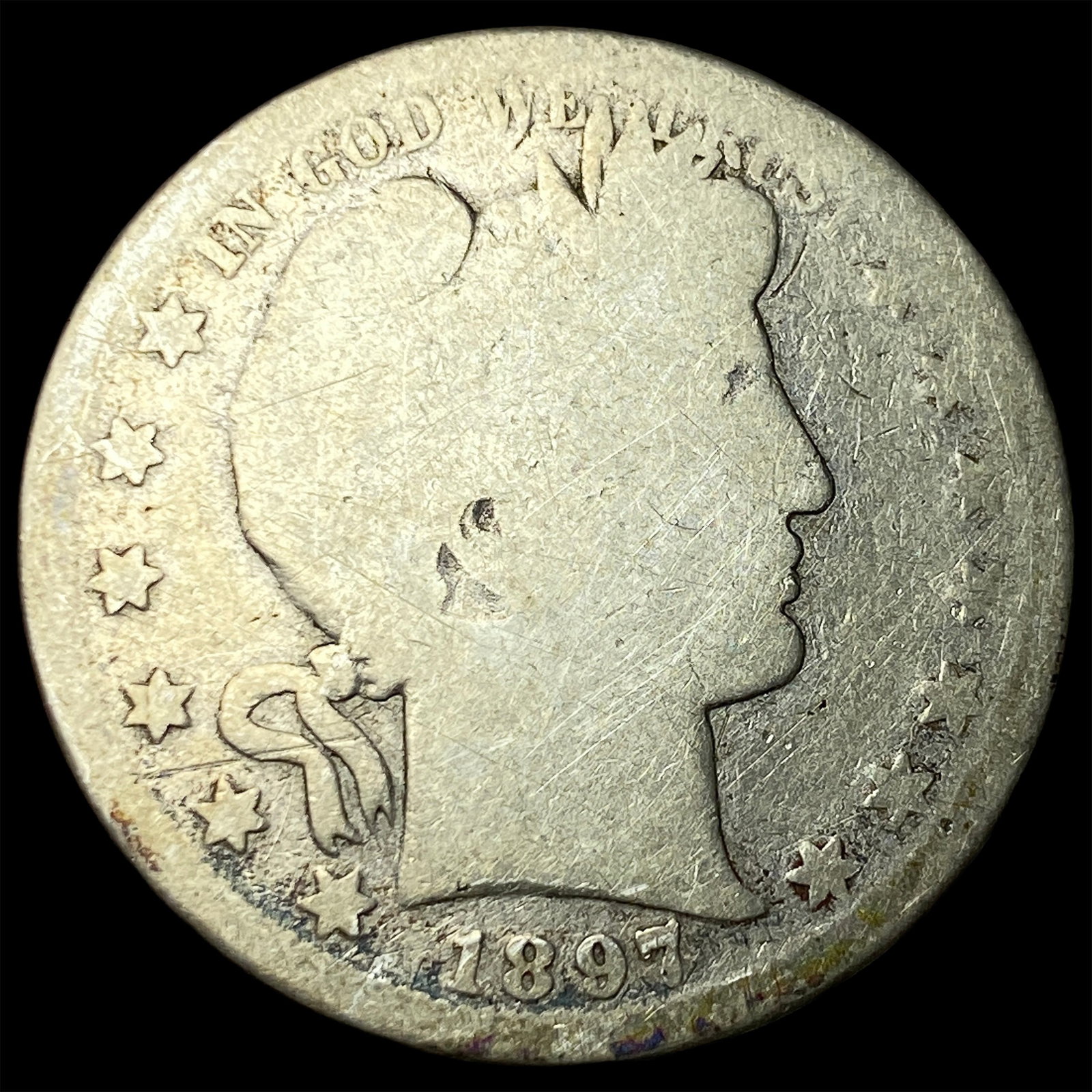 1897 Silver Barber Quarter NICELY CIRCULATED: 1897 Silver Barber Quarter NICELY CIRCULATED