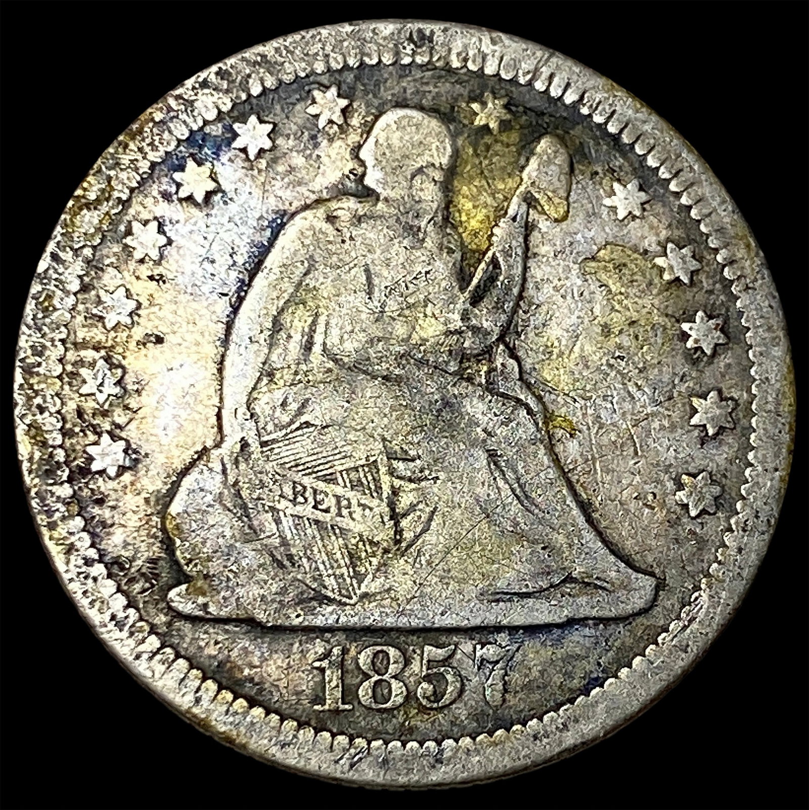 1857-O Silver Seated Liberty Quarter LIGHTLY CIRCULATED: 1857-O Silver Seated Liberty Quarter LIGHTLY CIRCULATED