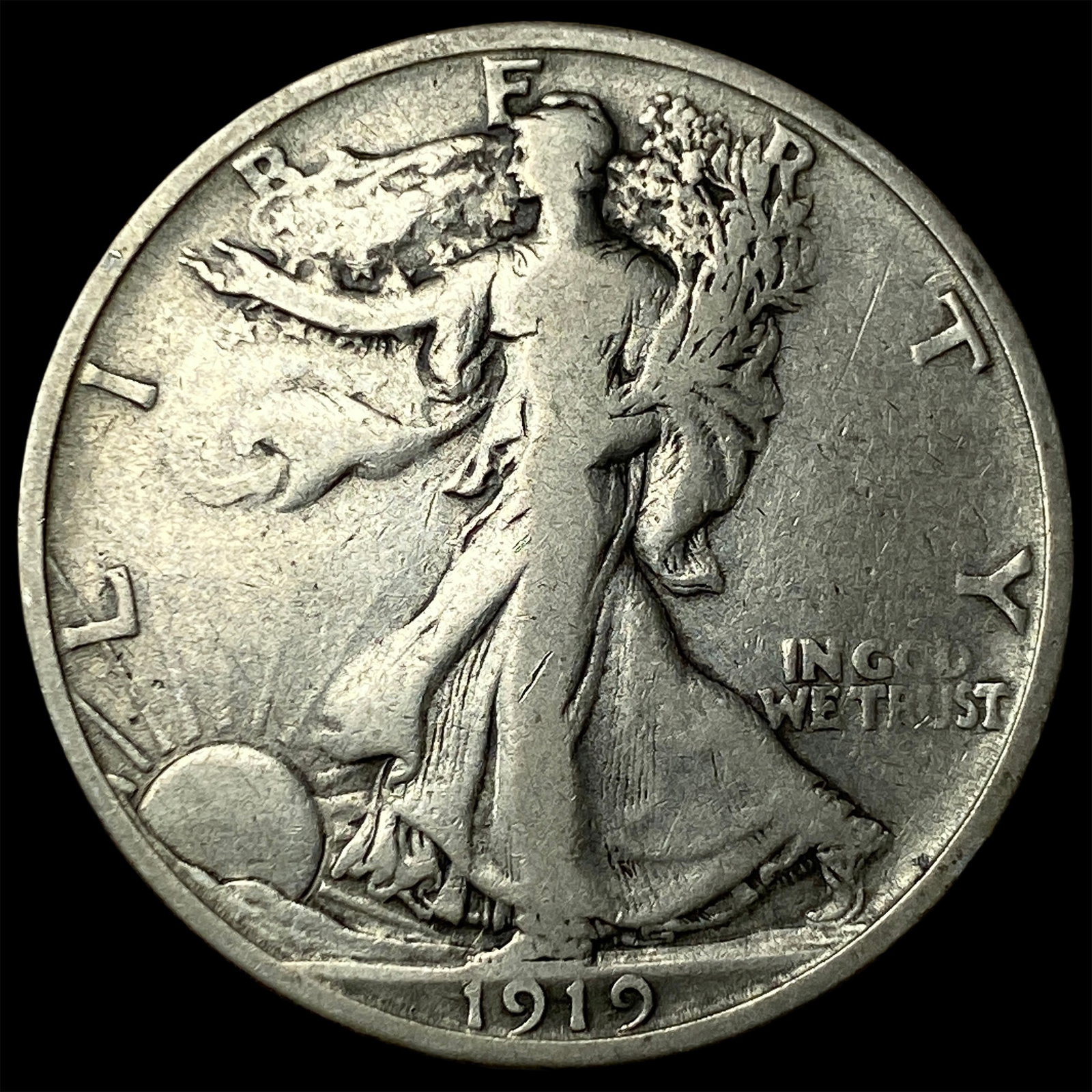 1919-S Silver Walking Liberty Half Dollar LIGHTLY CIRCULATED: 1919-S Silver Walking Liberty Half Dollar LIGHTLY CIRCULATED