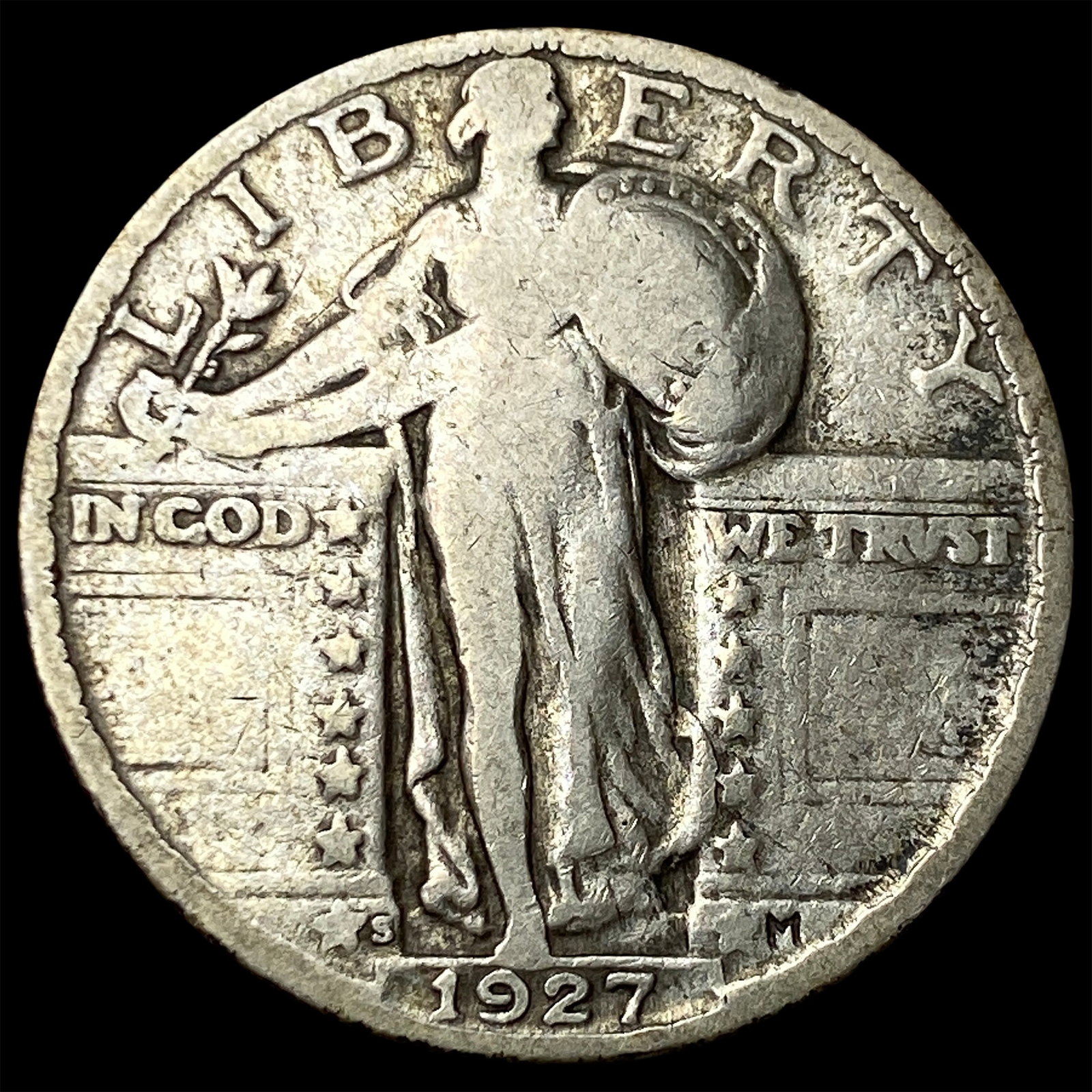 1927-S Silver Standing Liberty Quarter NICELY CIRCULATED: 1927-S Silver Standing Liberty Quarter NICELY CIRCULATED