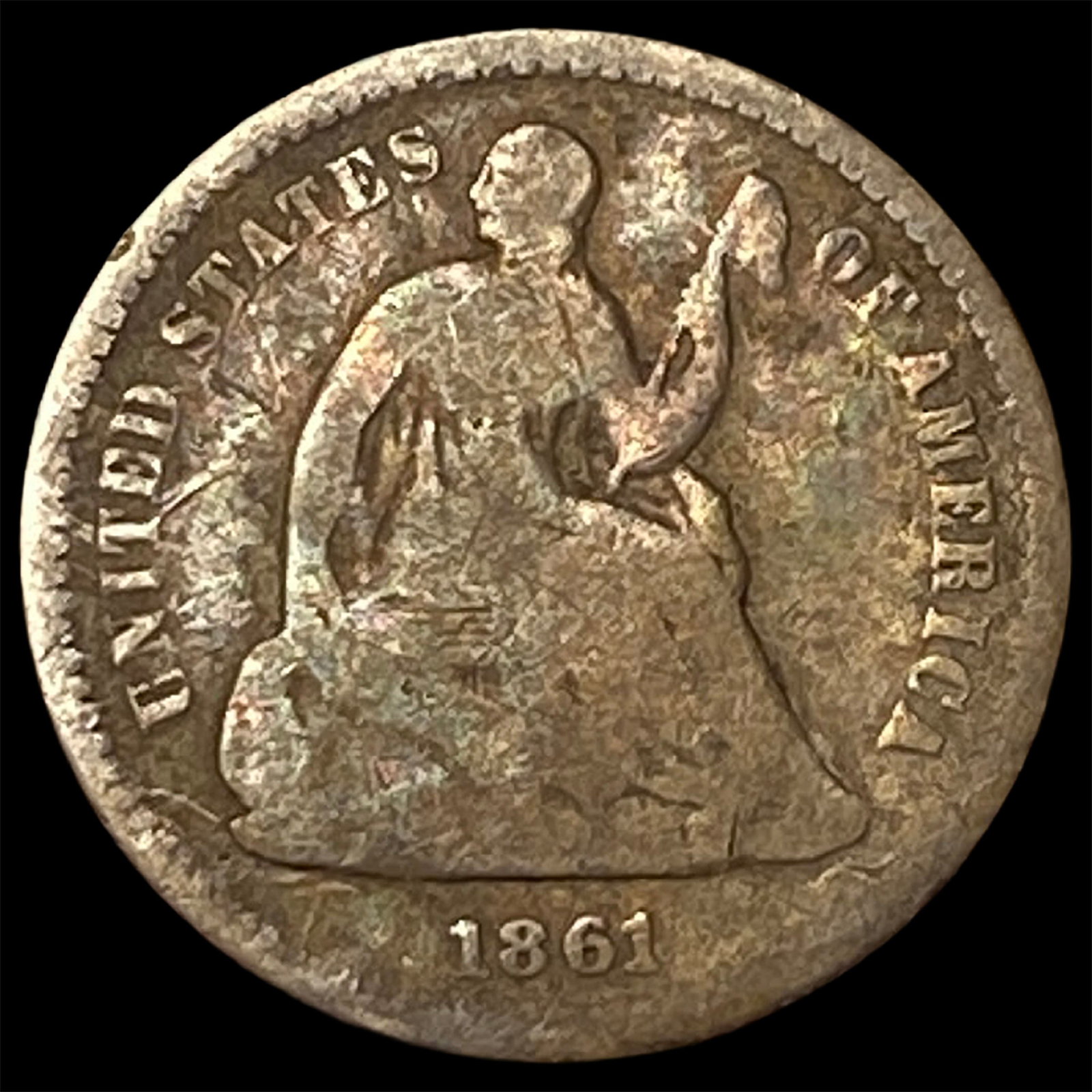 1861 Seated Liberty Half Dime NICELY CIRCULATED: 1861 Seated Liberty Half Dime NICELY CIRCULATED
