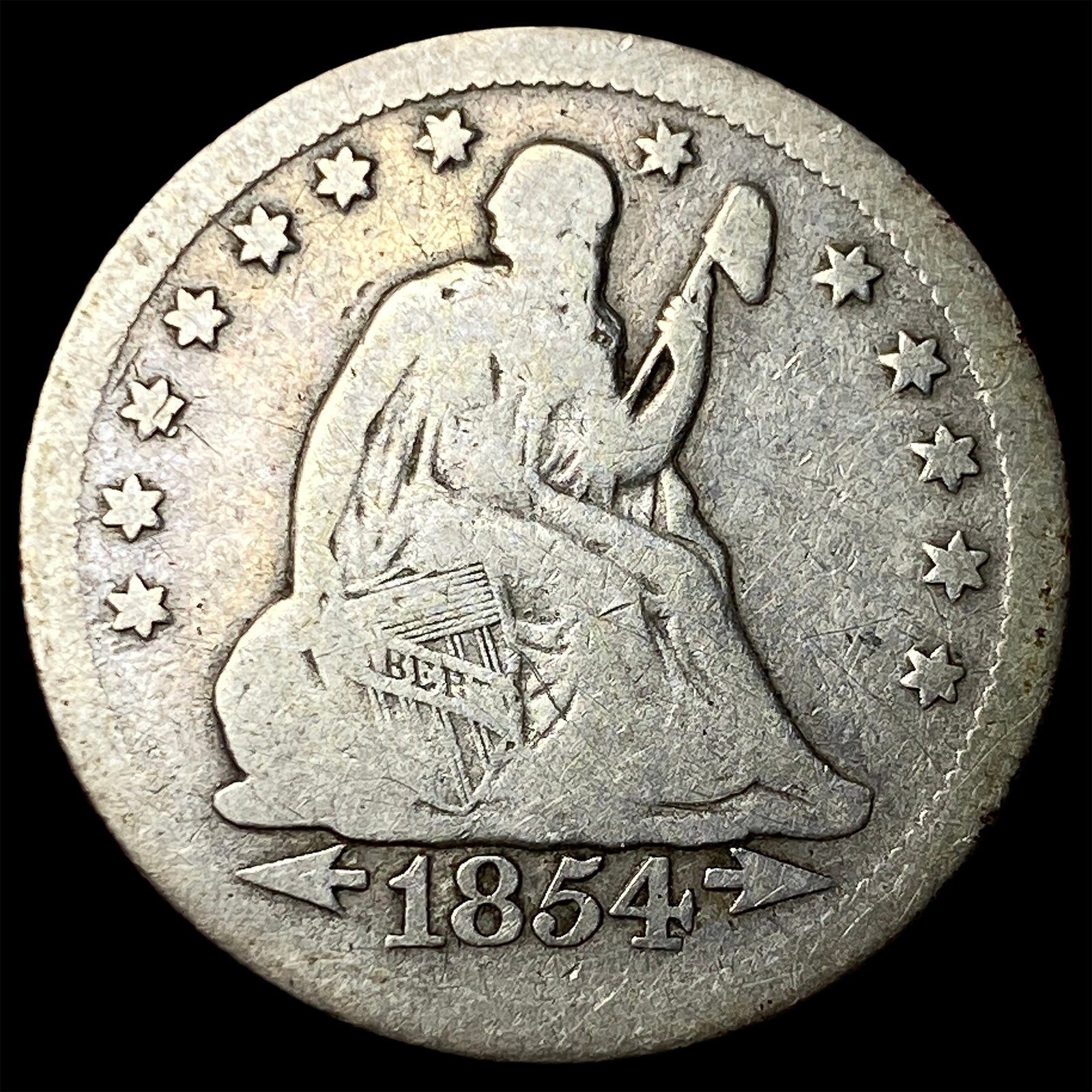 1854-O Silver Seated Liberty Quarter LIGHTLY CIRCULATED: 1854-O Silver Seated Liberty Quarter LIGHTLY CIRCULATED