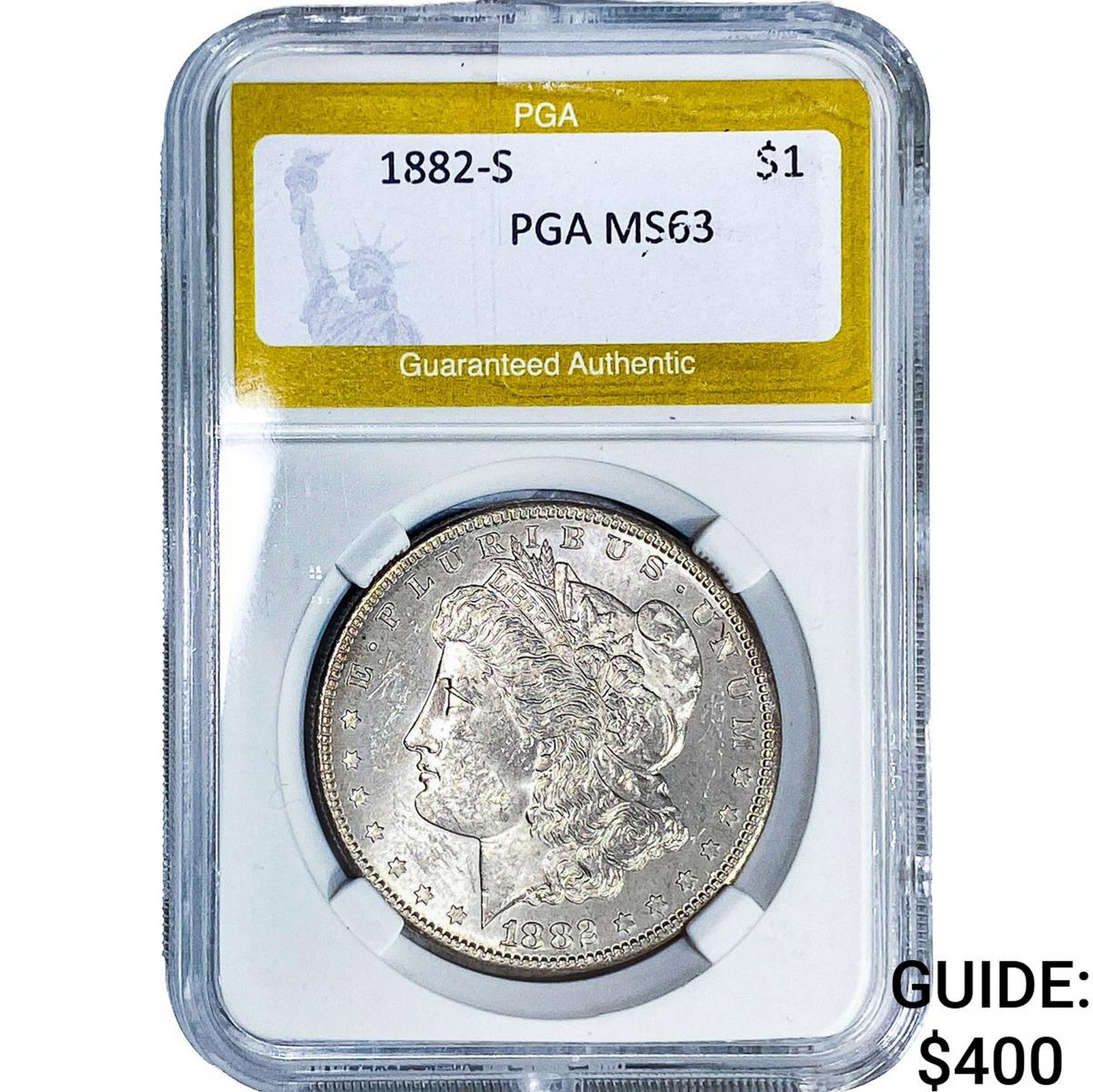 1882-S Morgan Silver Dollar PGA MS63: 1882-S Morgan Silver Dollar PGA MS63