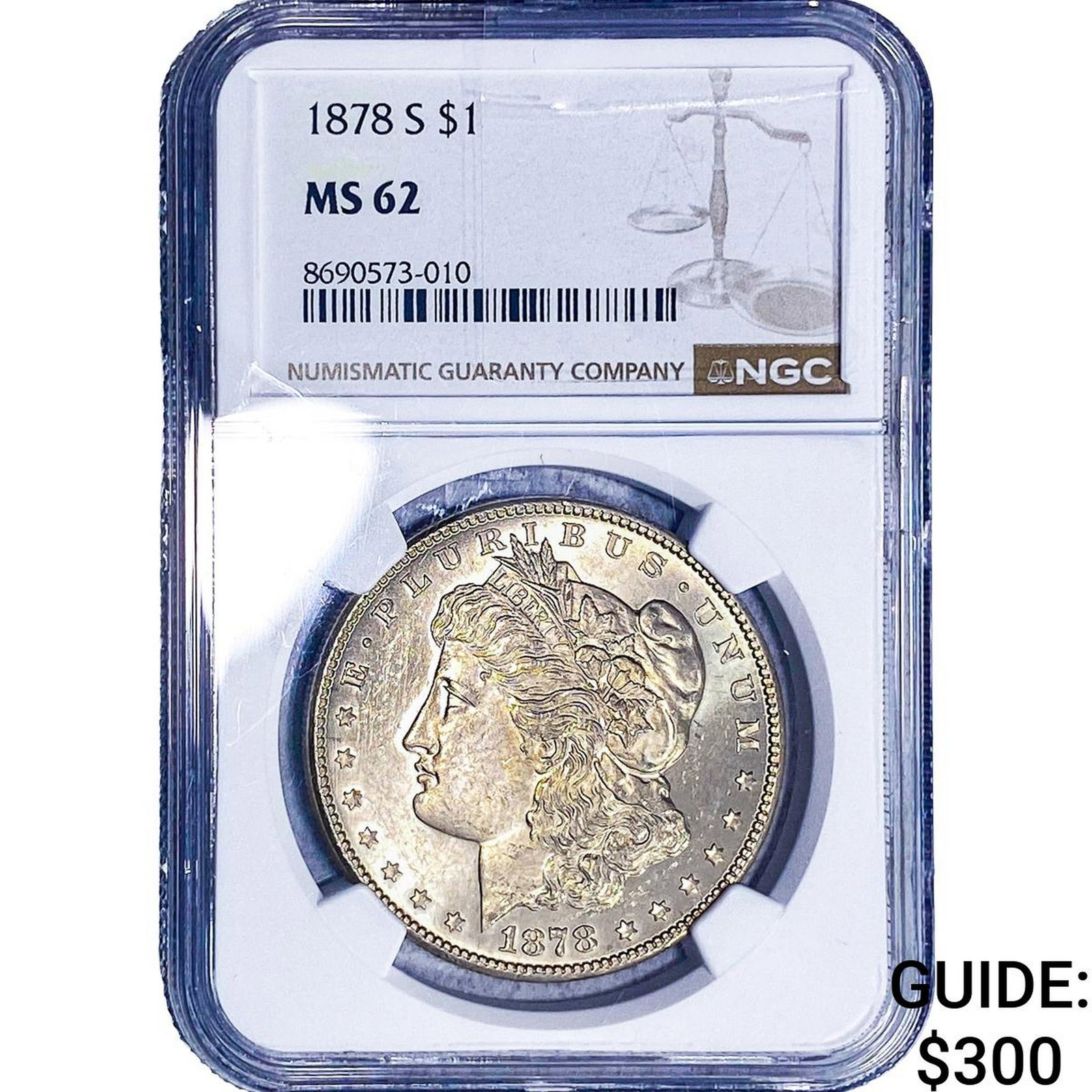 1878-S Morgan Silver Dollar NGC MS62: 1878-S Morgan Silver Dollar NGC MS62