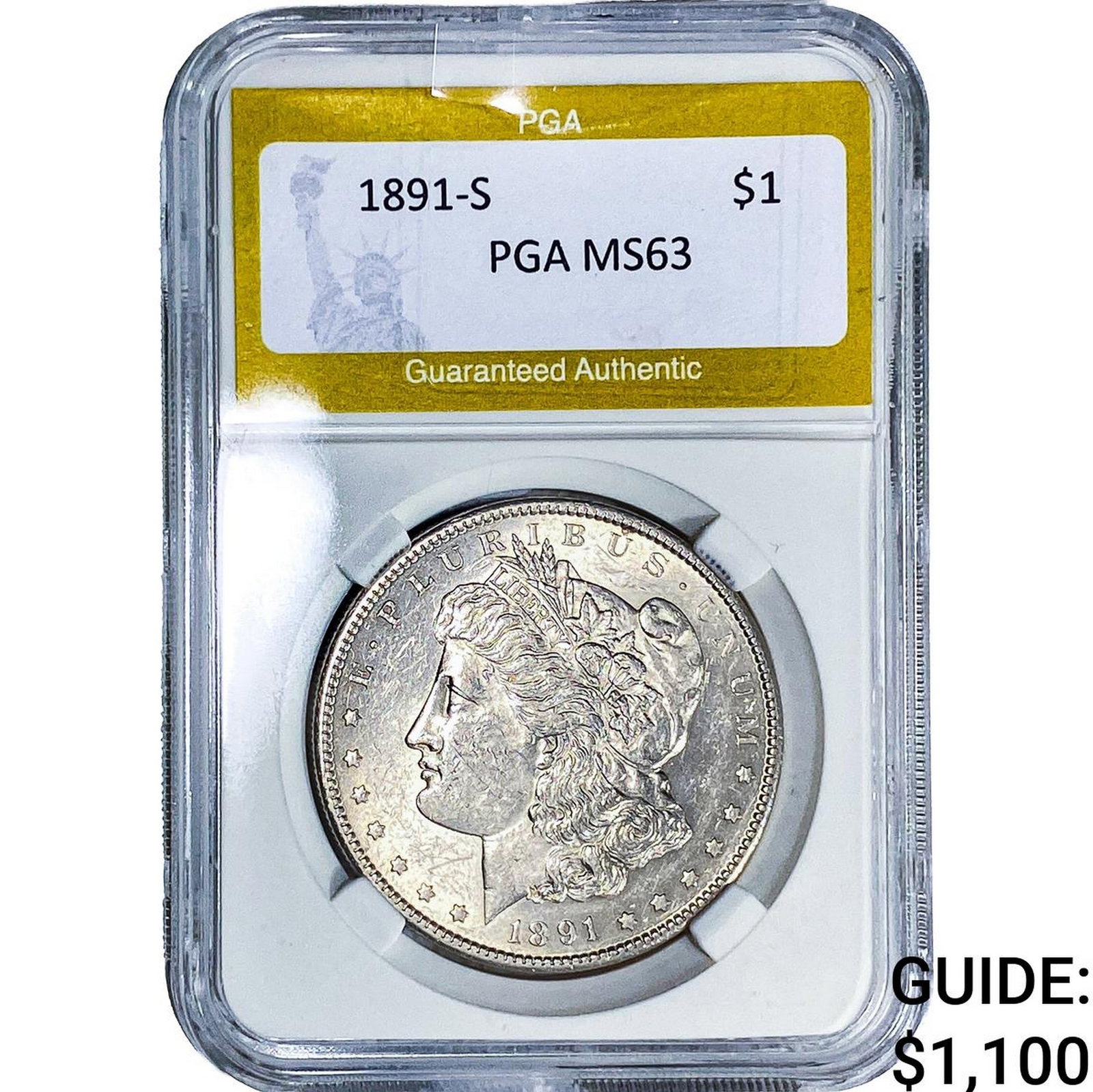 1891-S Morgan Silver Dollar PGA MS63: 1891-S Morgan Silver Dollar PGA MS63