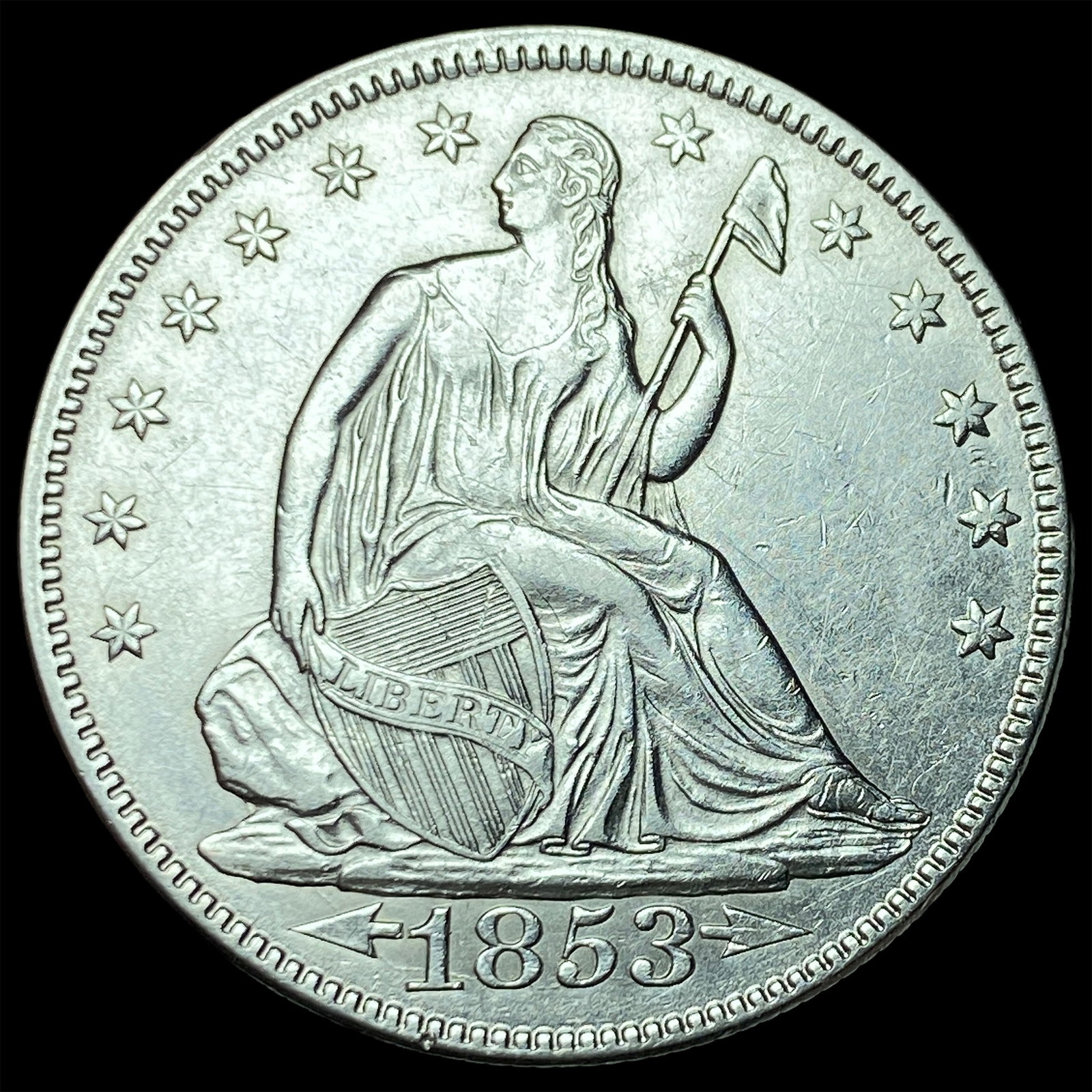 1853 Arrows/Rays Seated Liberty Half Dollar UNCIRCULATED: 1853 Arrows/Rays Seated Liberty Half Dollar UNCIRCULATED