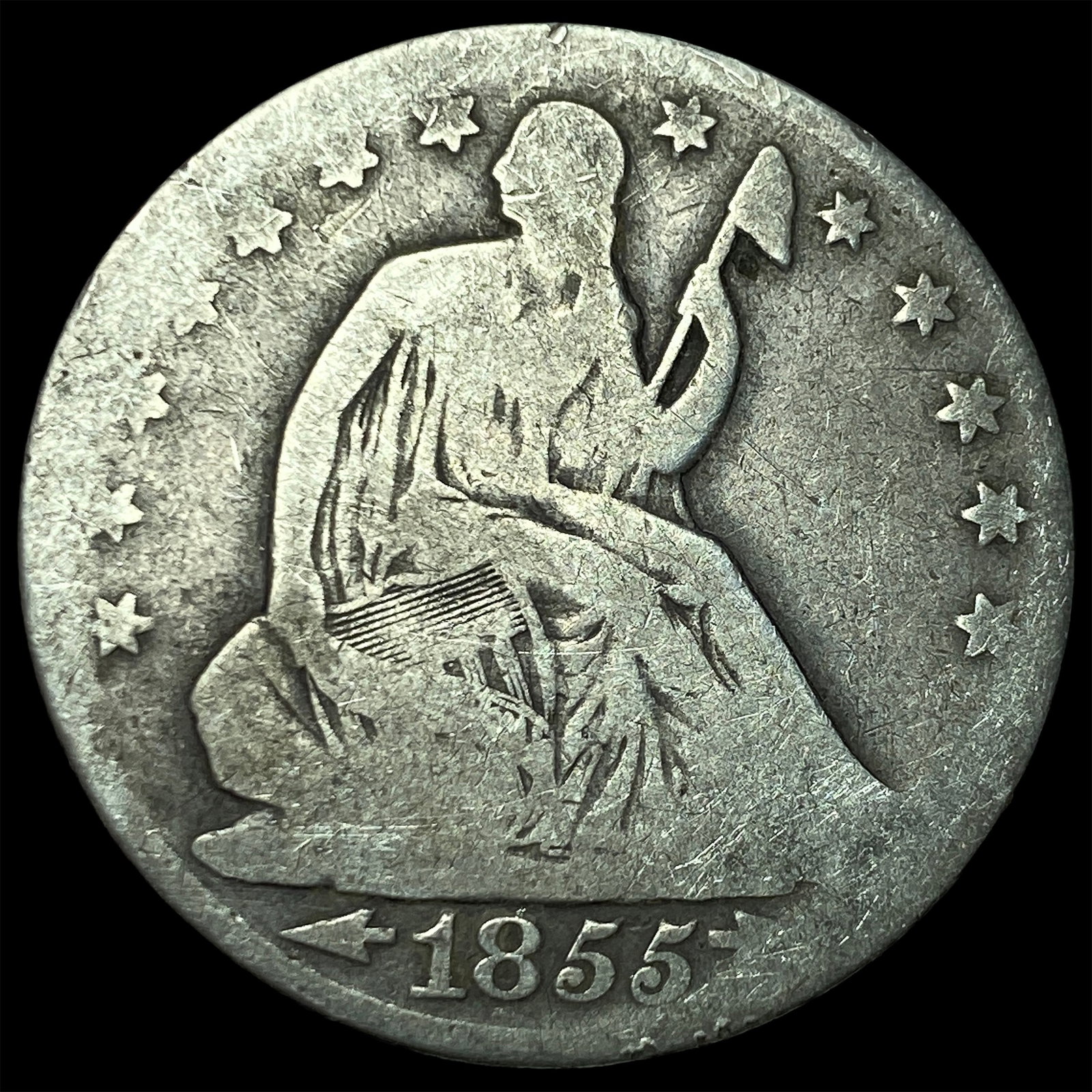 1855-O Arrows Seated Liberty Half Dollar NICELY CIRCULATED: 1855-O Arrows Seated Liberty Half Dollar NICELY CIRCULATED