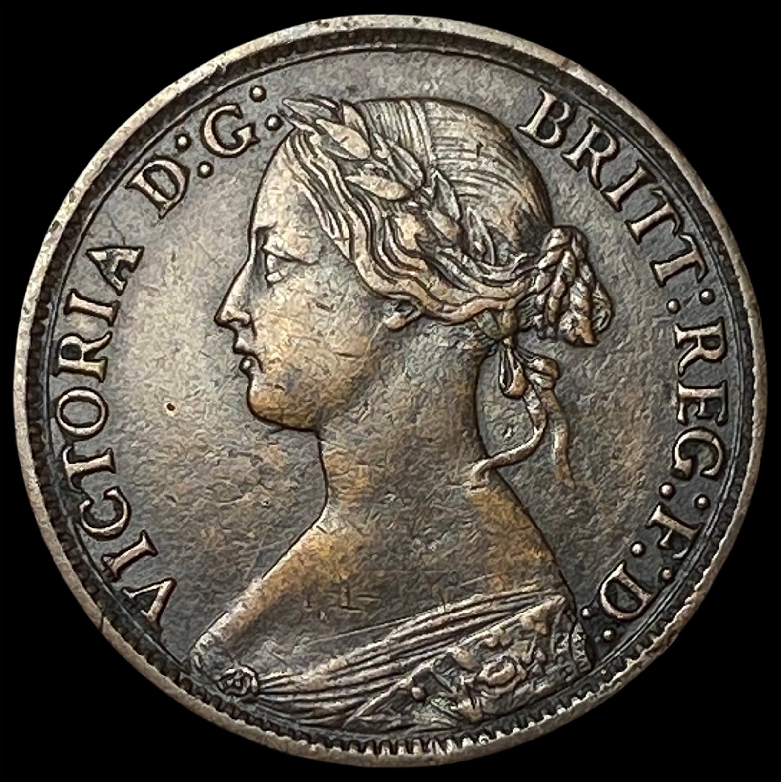 1865 Great Britain Bronze 1 Farthing: 1865 Great Britain Bronze 1 Farthing