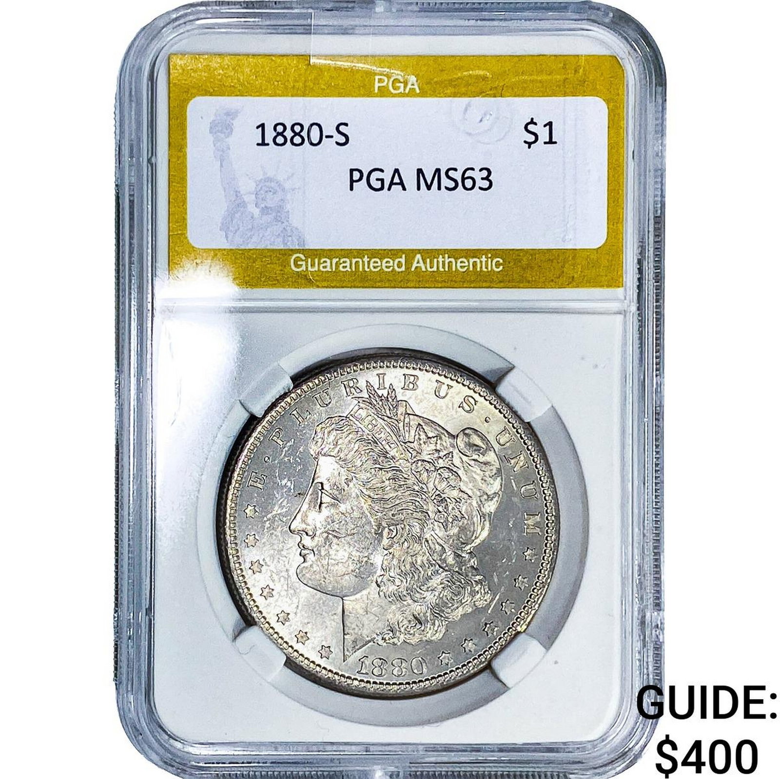 1880-S Morgan Silver Dollar PGA MS63: 1880-S Morgan Silver Dollar PGA MS63