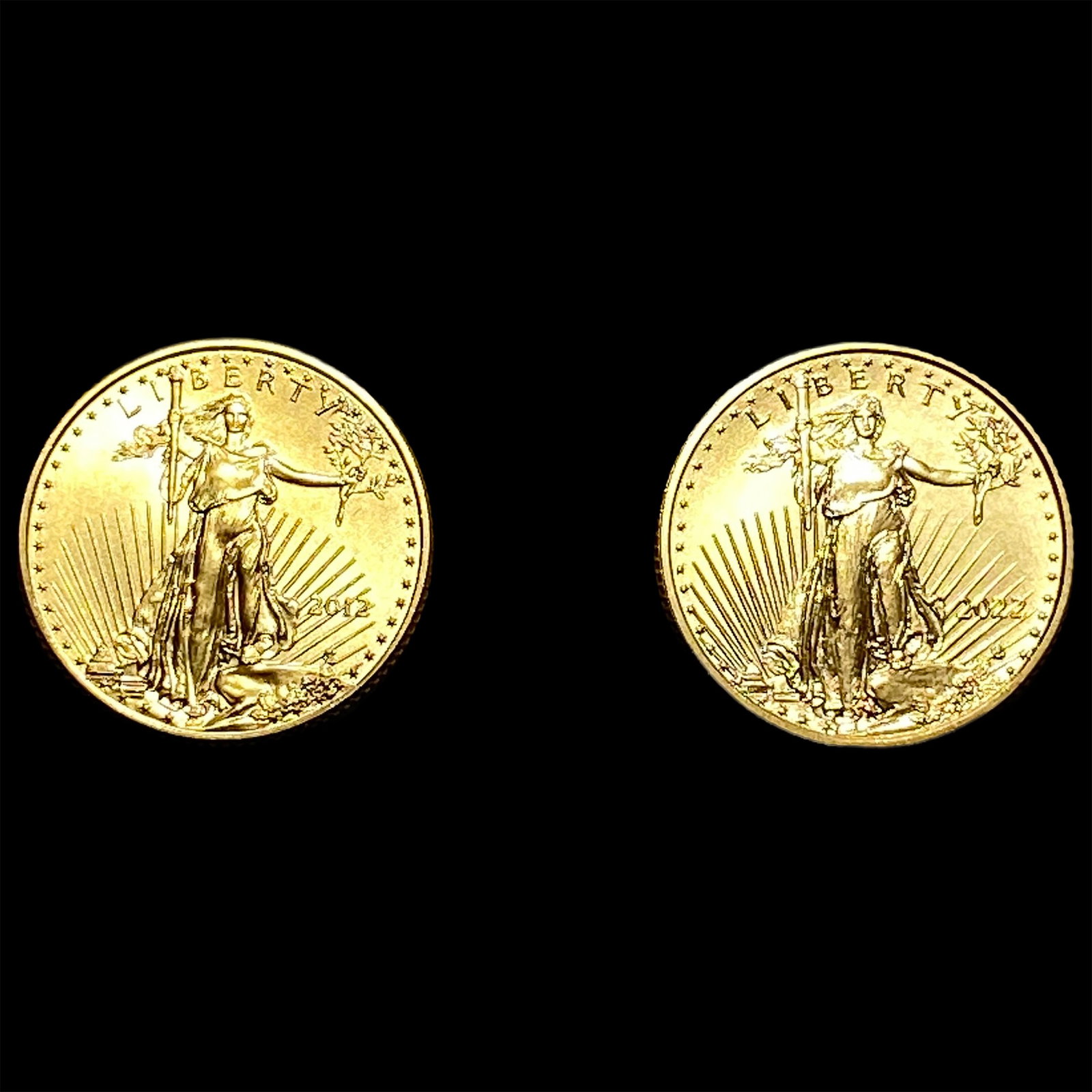 2 2012-2022 1/10 oz $5 Gold Eagles (1 of 2)