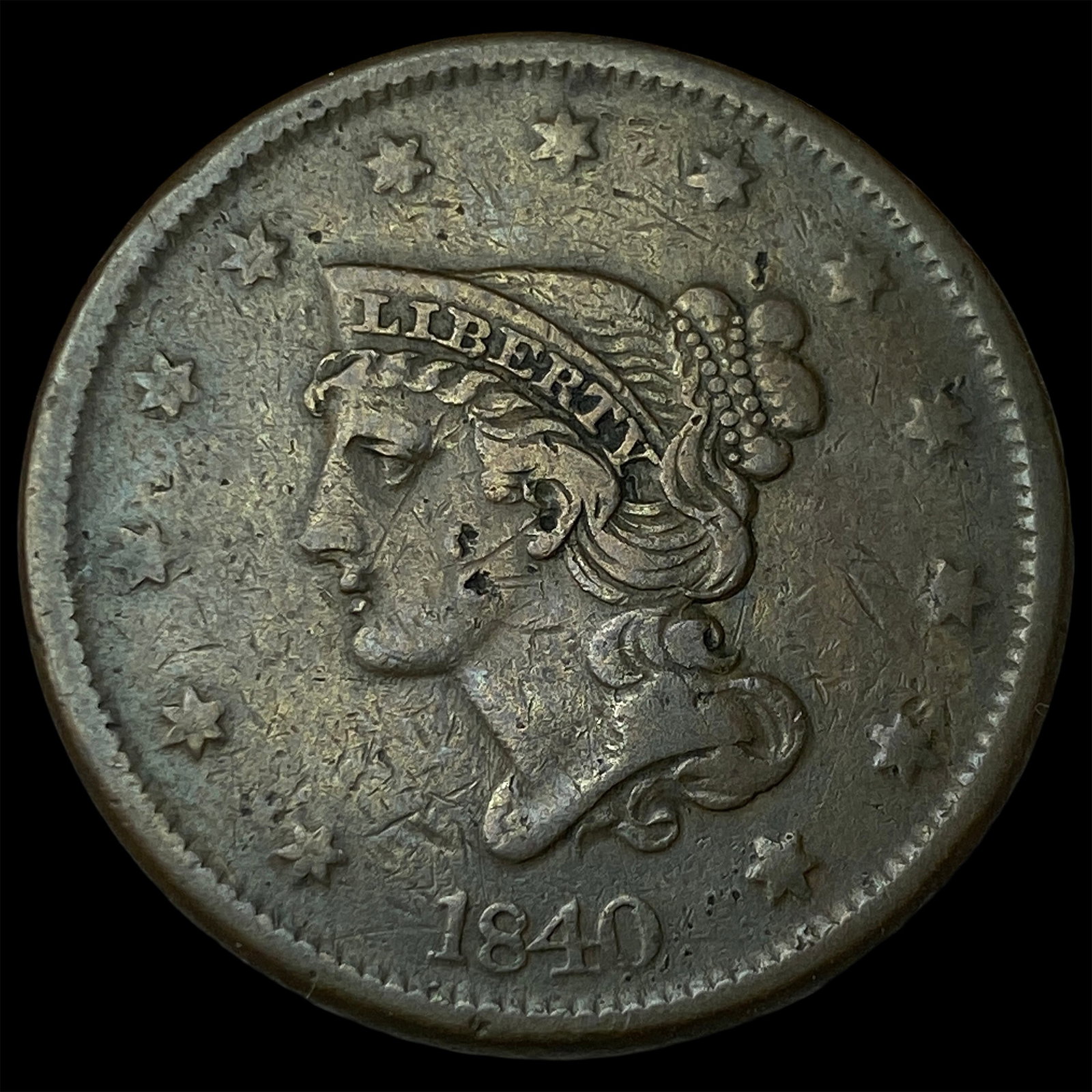 1840 Braided Hair Large Cent NEARLY UNCIRCULATED: 1840 Braided Hair Large Cent NEARLY UNCIRCULATED