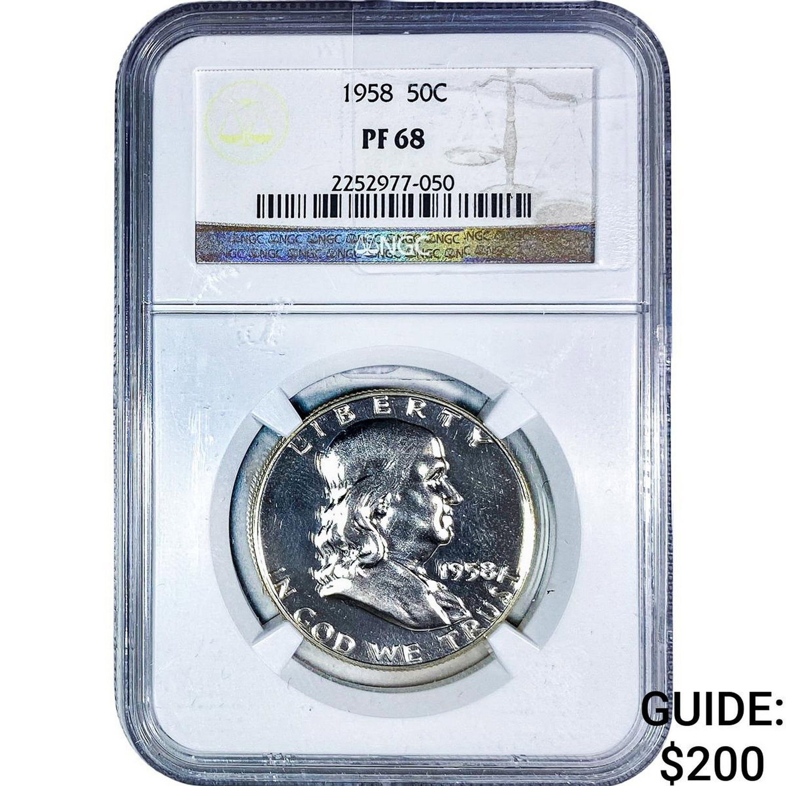 1958 Franklin Half Dollar NGC PF68: 1958 Franklin Half Dollar NGC PF68