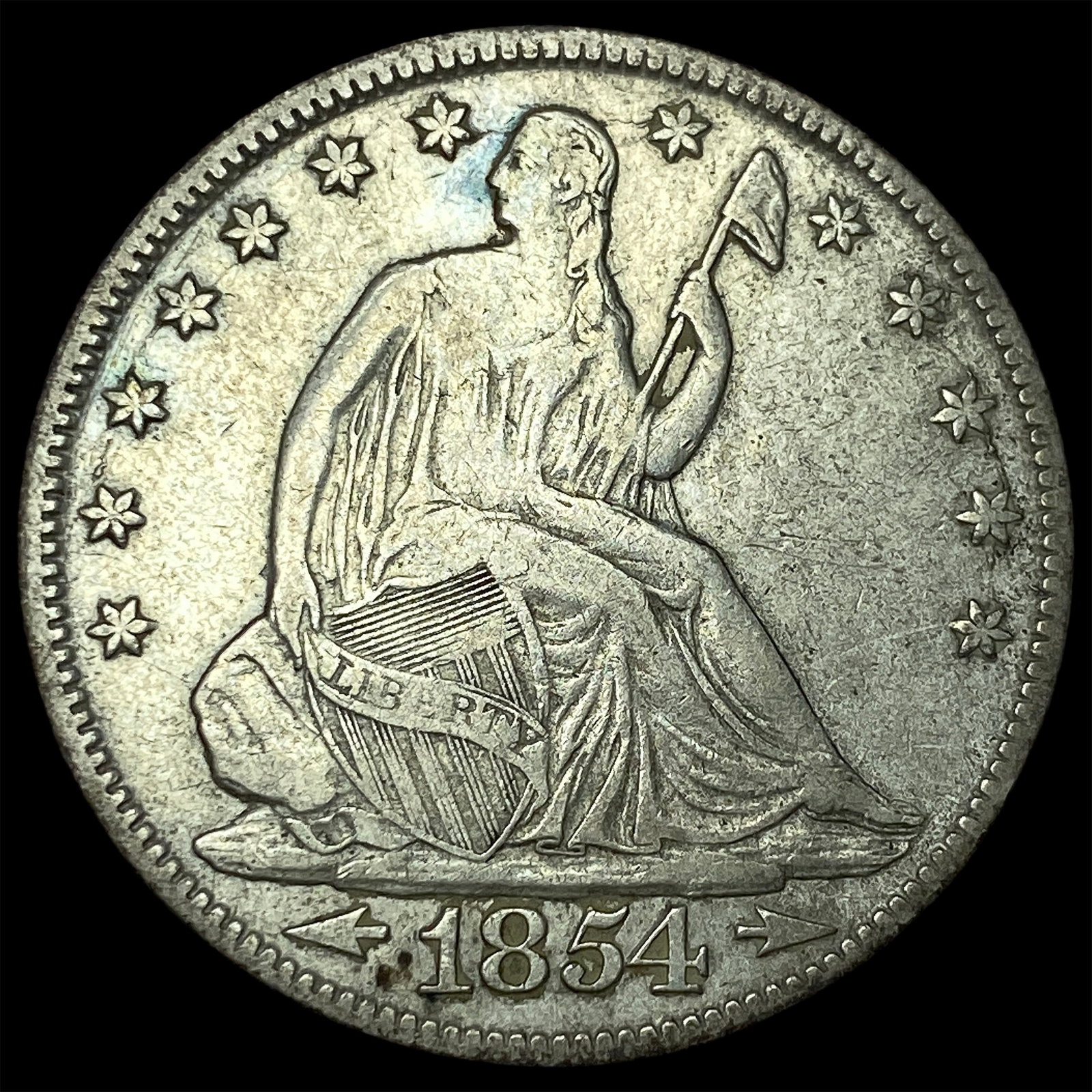 1854 Arrows Seated Liberty Half Dollar CLOSELY UNCIRCULATED: 1854 Arrows Seated Liberty Half Dollar CLOSELY UNCIRCULATED