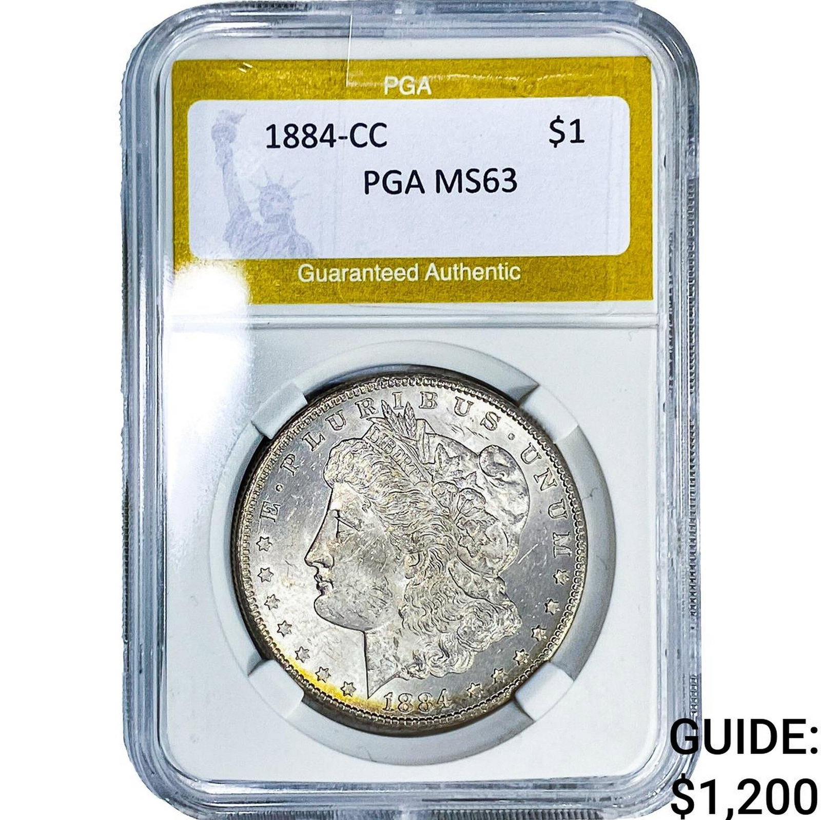 1884-CC Morgan Silver Dollar PGA MS63: 1884-CC Morgan Silver Dollar PGA MS63