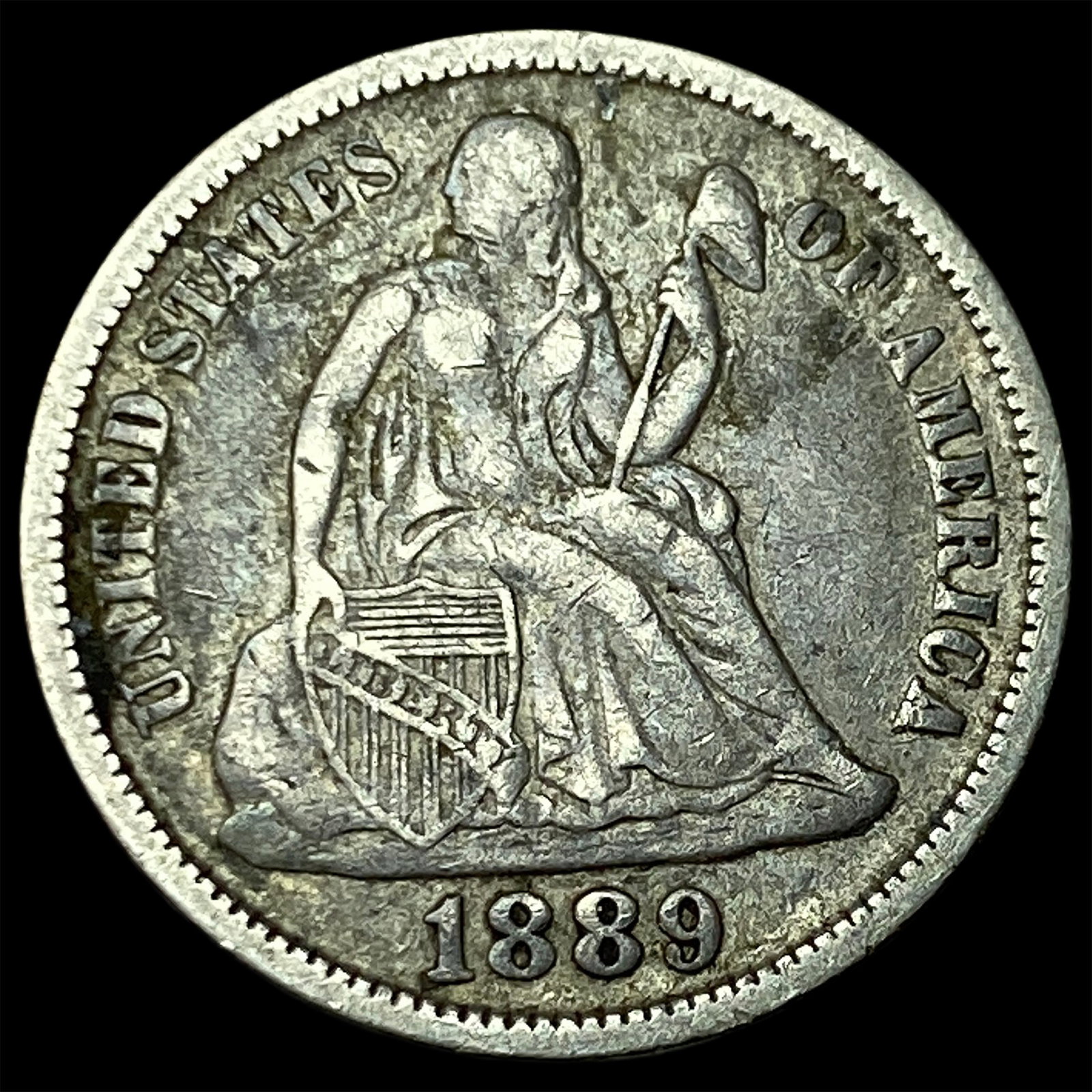 1889 Seated Liberty Dime NEARLY UNCIRCULATED (1 of 2)