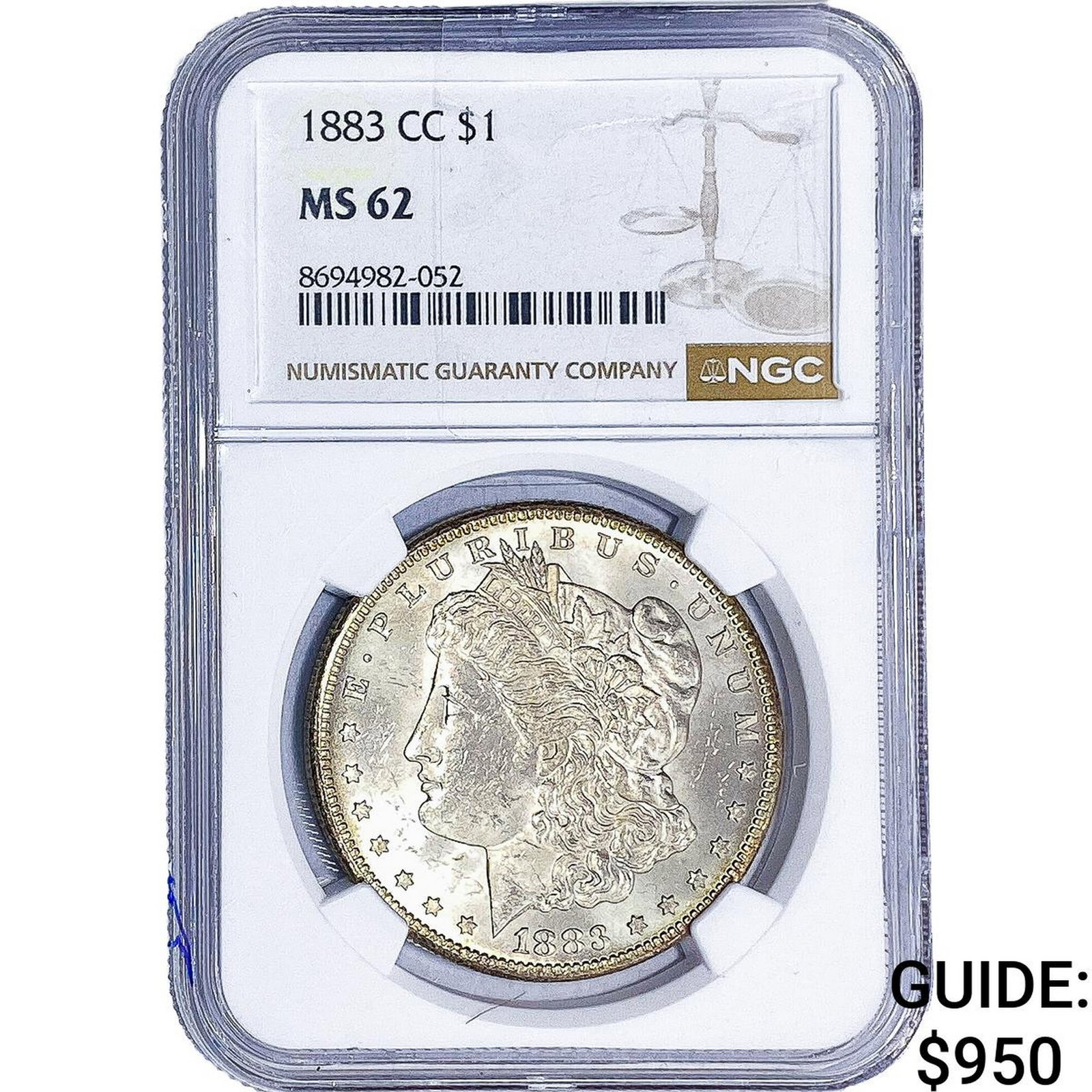 1883-CC Morgan Silver Dollar NGC MS62: 1883-CC Morgan Silver Dollar NGC MS62