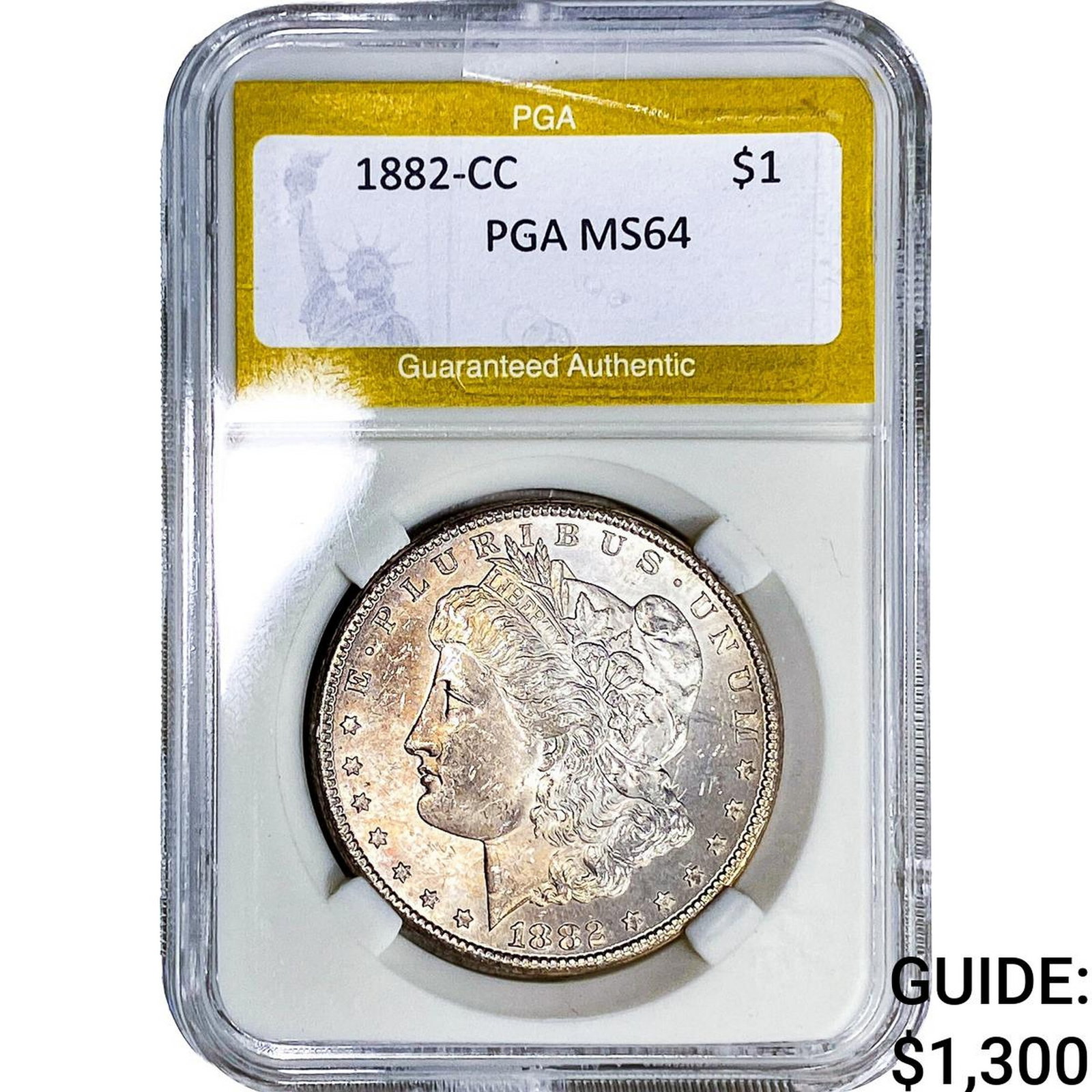 1882-CC Morgan Silver Dollar PGA MS64: 1882-CC Morgan Silver Dollar PGA MS64