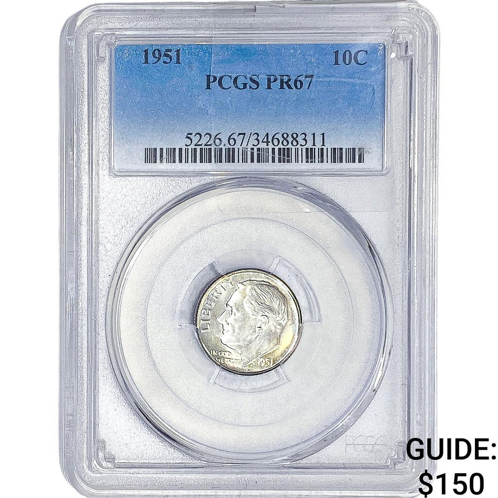 1951 Roosevelt Dime PCGS PR67: 1951 Roosevelt Dime PCGS PR67