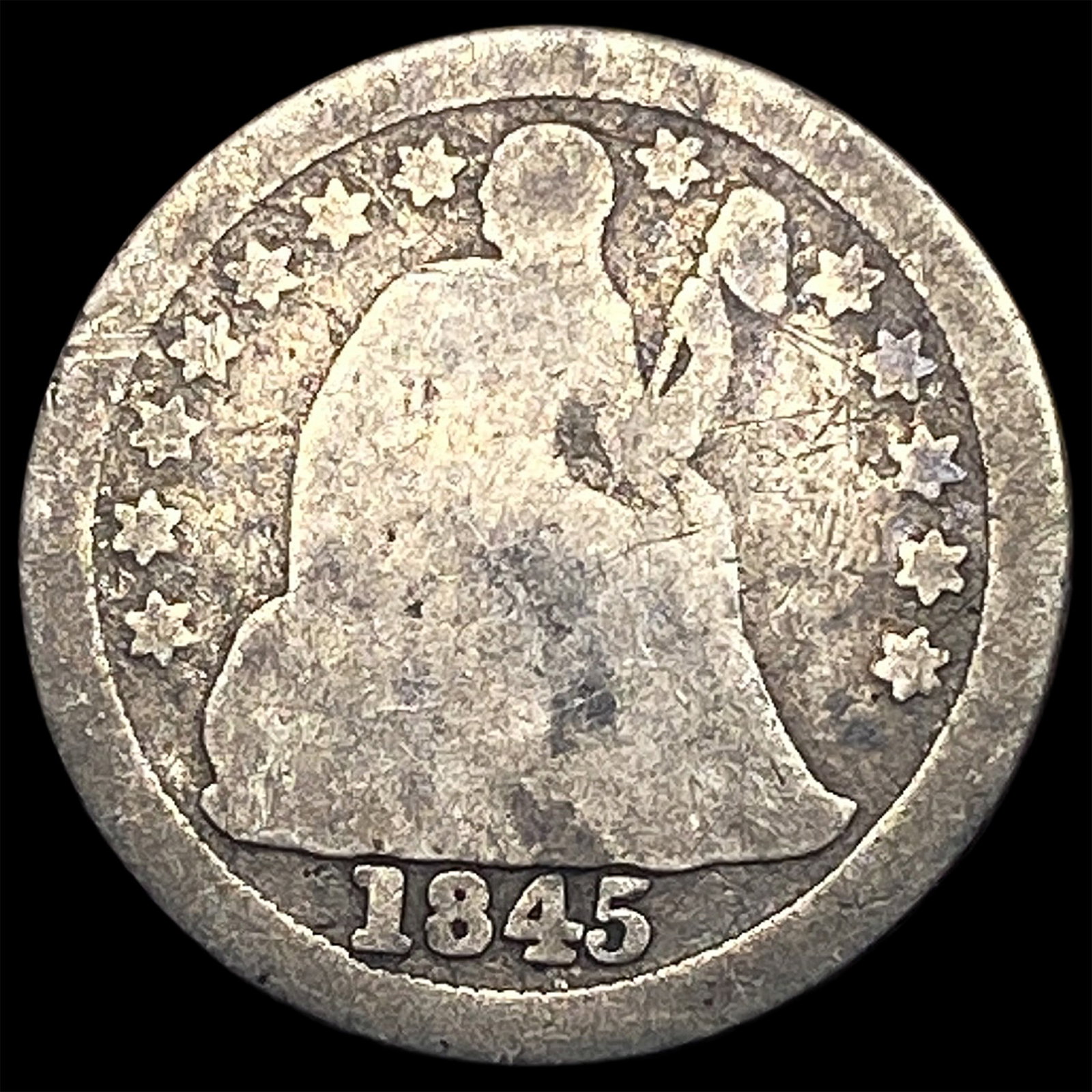 1845-O Silver Seated Liberty Dime NICELY CIRCULATED: 1845-O Silver Seated Liberty Dime NICELY CIRCULATED