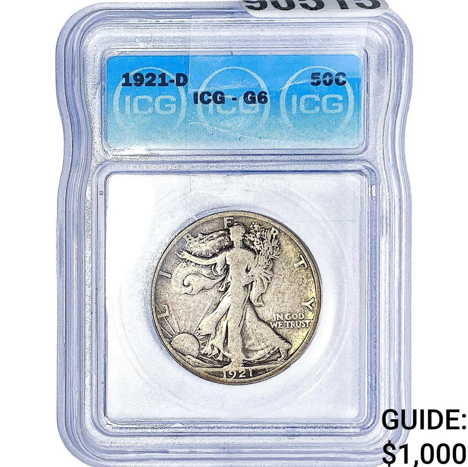 1921-D Walking Liberty Half Dollar ICG G6: 1921-D Walking Liberty Half Dollar ICG G6