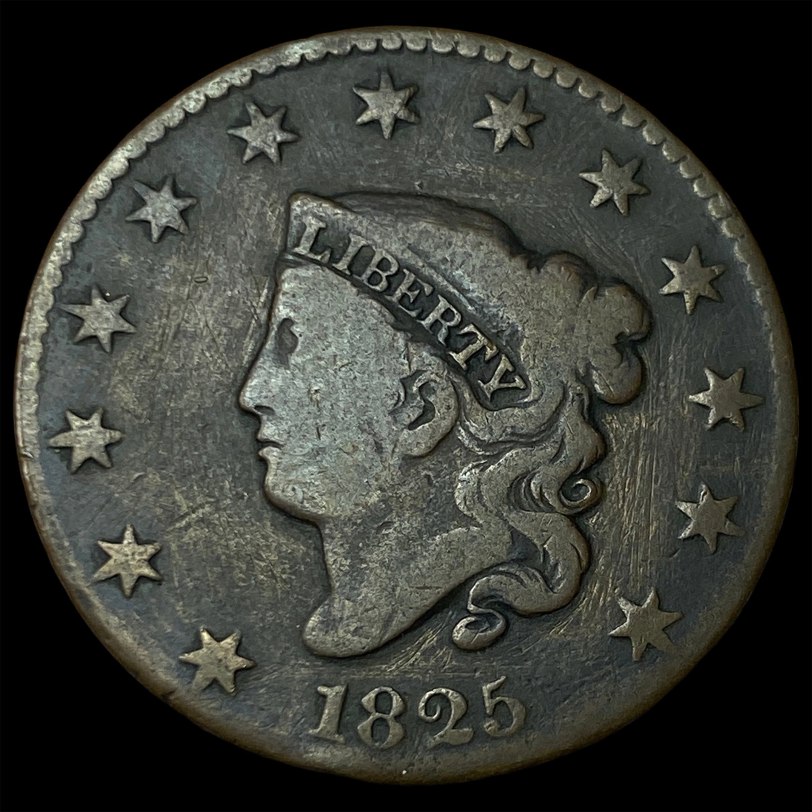 1825 Coronet Head Large Cent NICELY CIRCULATED: 1825 Coronet Head Large Cent NICELY CIRCULATED