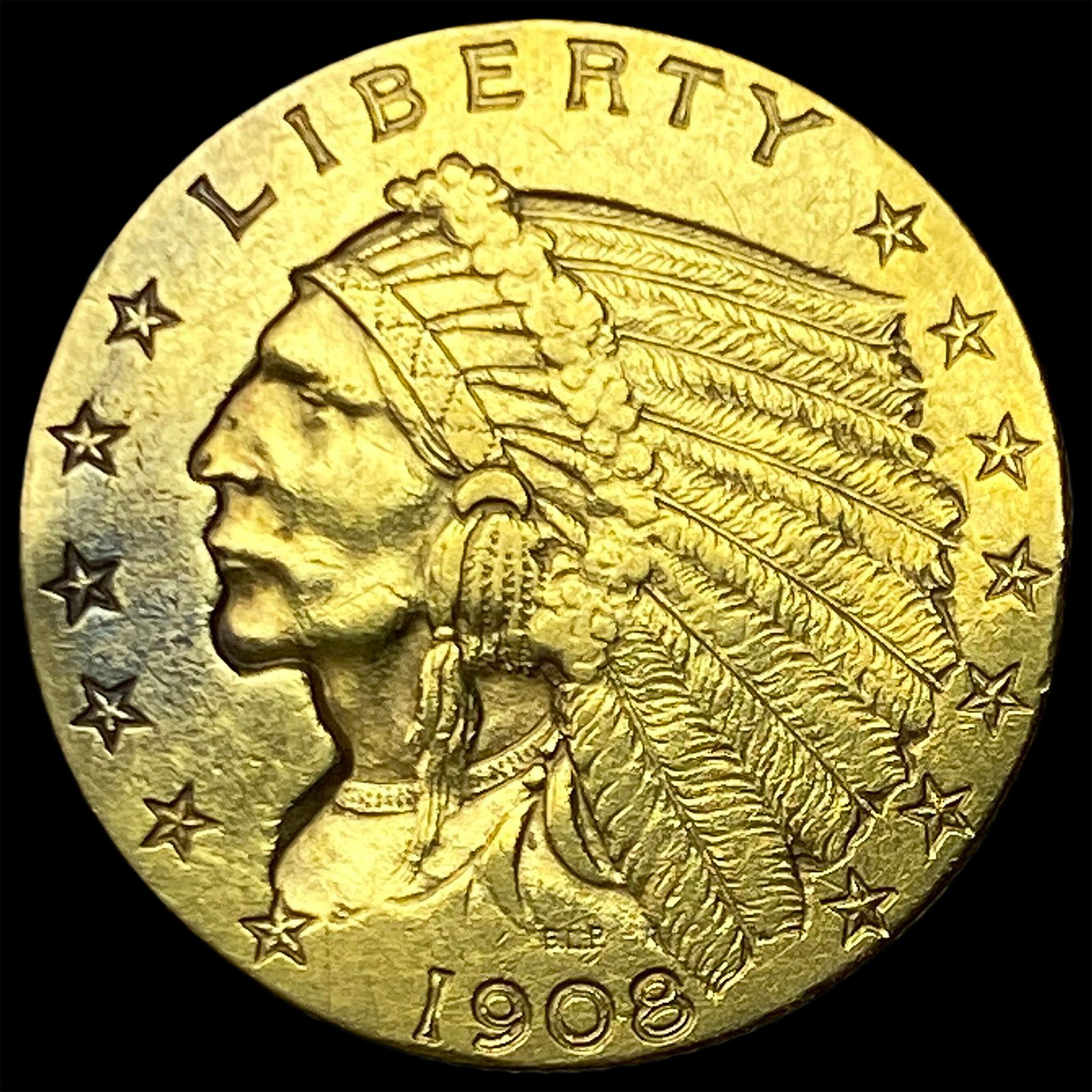 1908 Indian Head Gold $2.5 Quarter Eagle HIGH GRADE: 1908 Indian Head Gold $2.5 Quarter Eagle HIGH GRADE