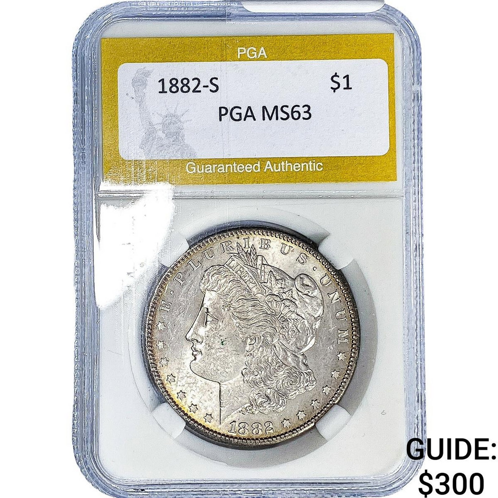 1882-S Morgan Silver Dollar PGA MS63: 1882-S Morgan Silver Dollar PGA MS63