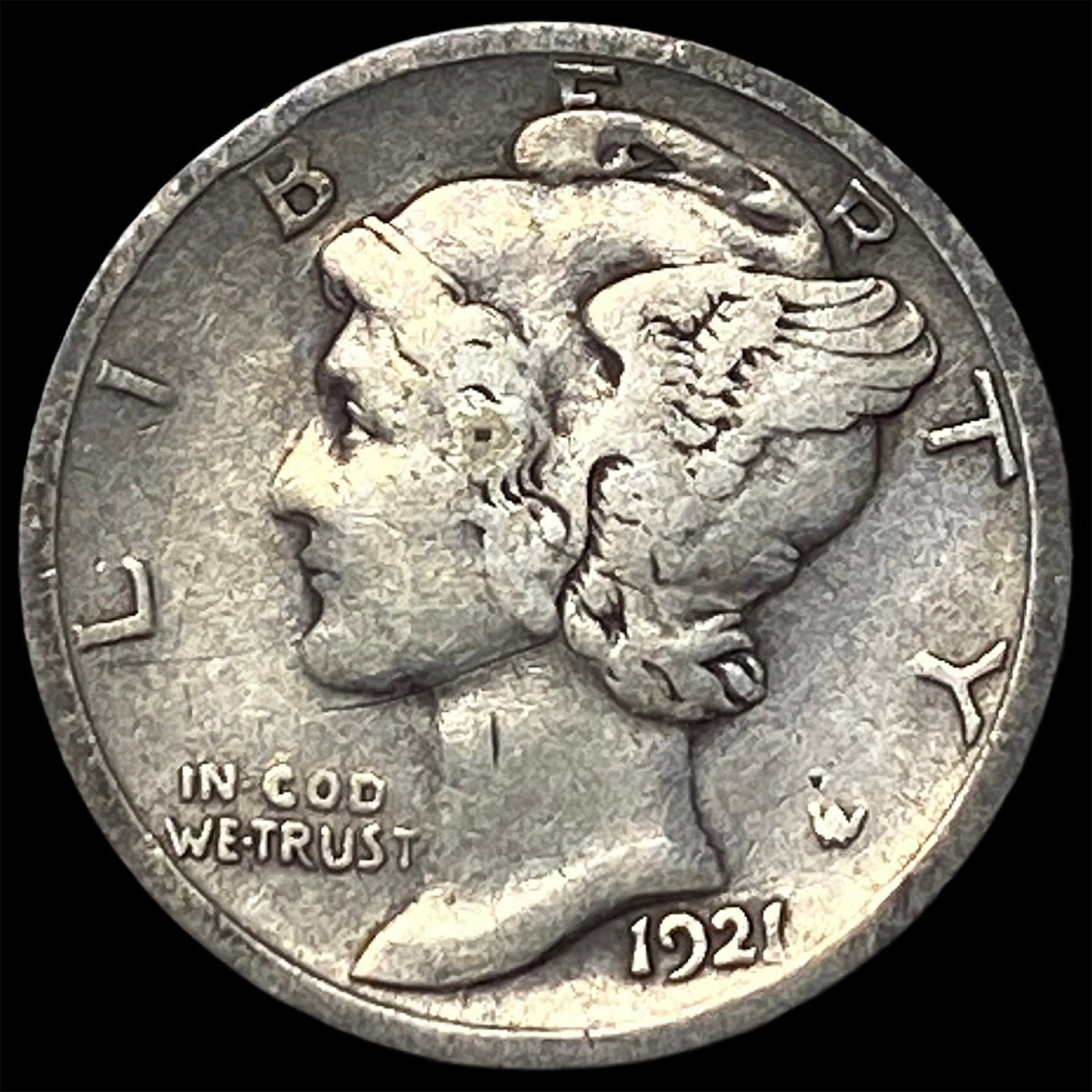 1921-D Silver Mercury Dime LIGHTLY CIRCULATED: 1921-D Silver Mercury Dime LIGHTLY CIRCULATED