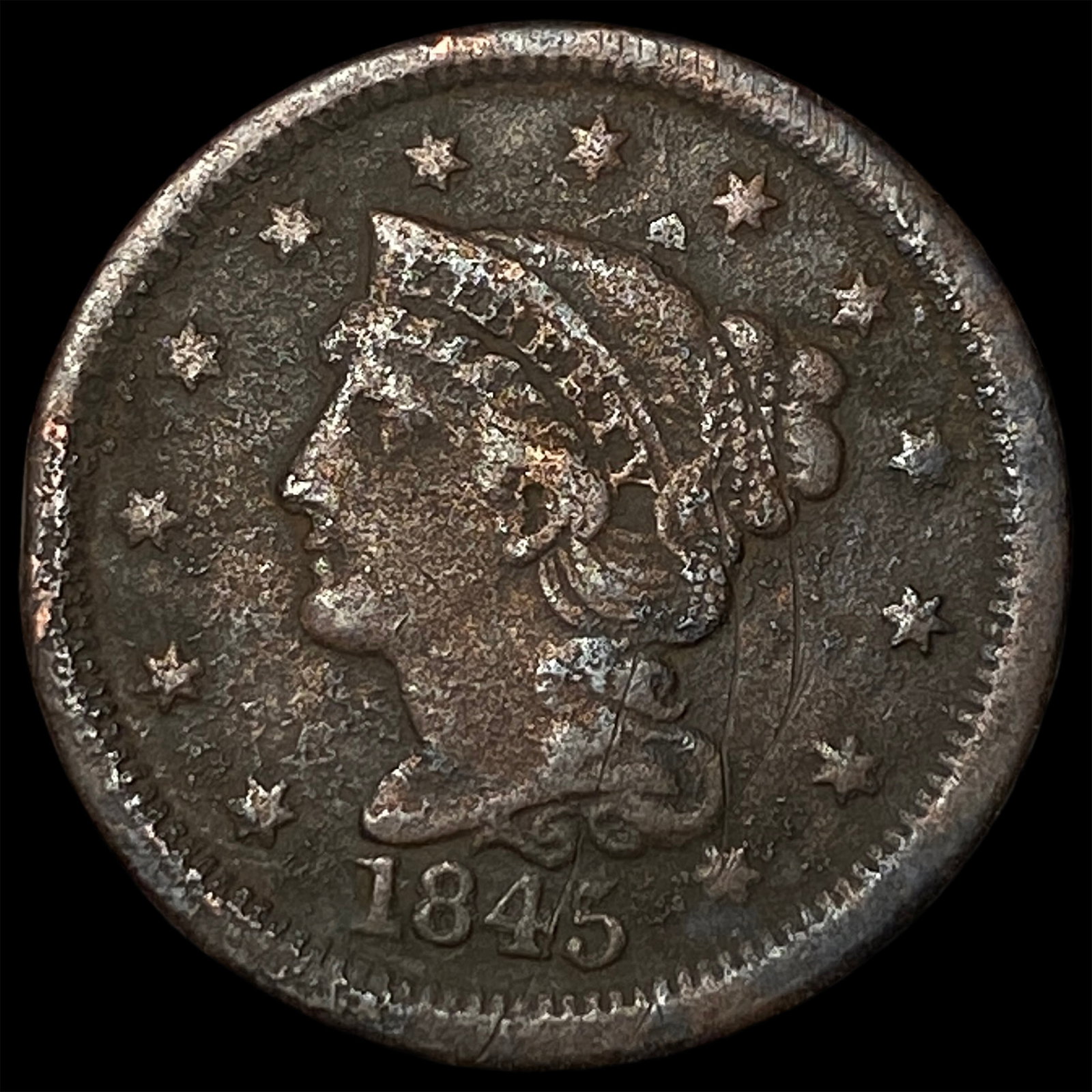 1845 Braided Hair Large Cent UNCIRCULATED: 1845 Braided Hair Large Cent UNCIRCULATED
