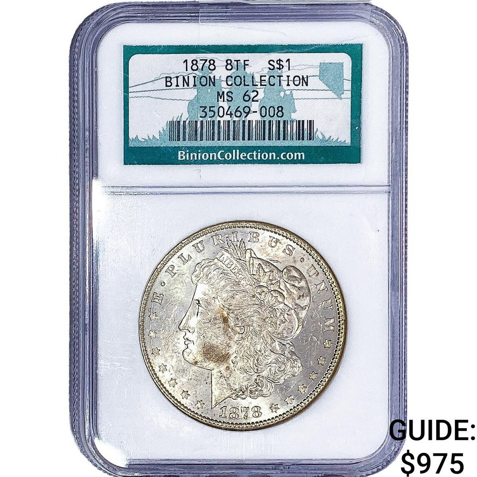 1878 8TF Morgan Silver Dollar NGC MS62: 1878 8TF Morgan Silver Dollar NGC MS62