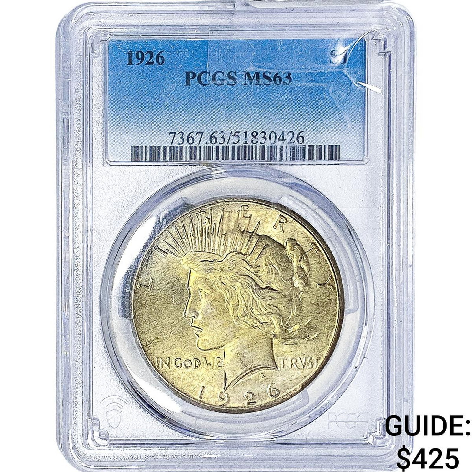 1926 Silver Peace Dollar PCGS MS63: 1926 Silver Peace Dollar PCGS MS63